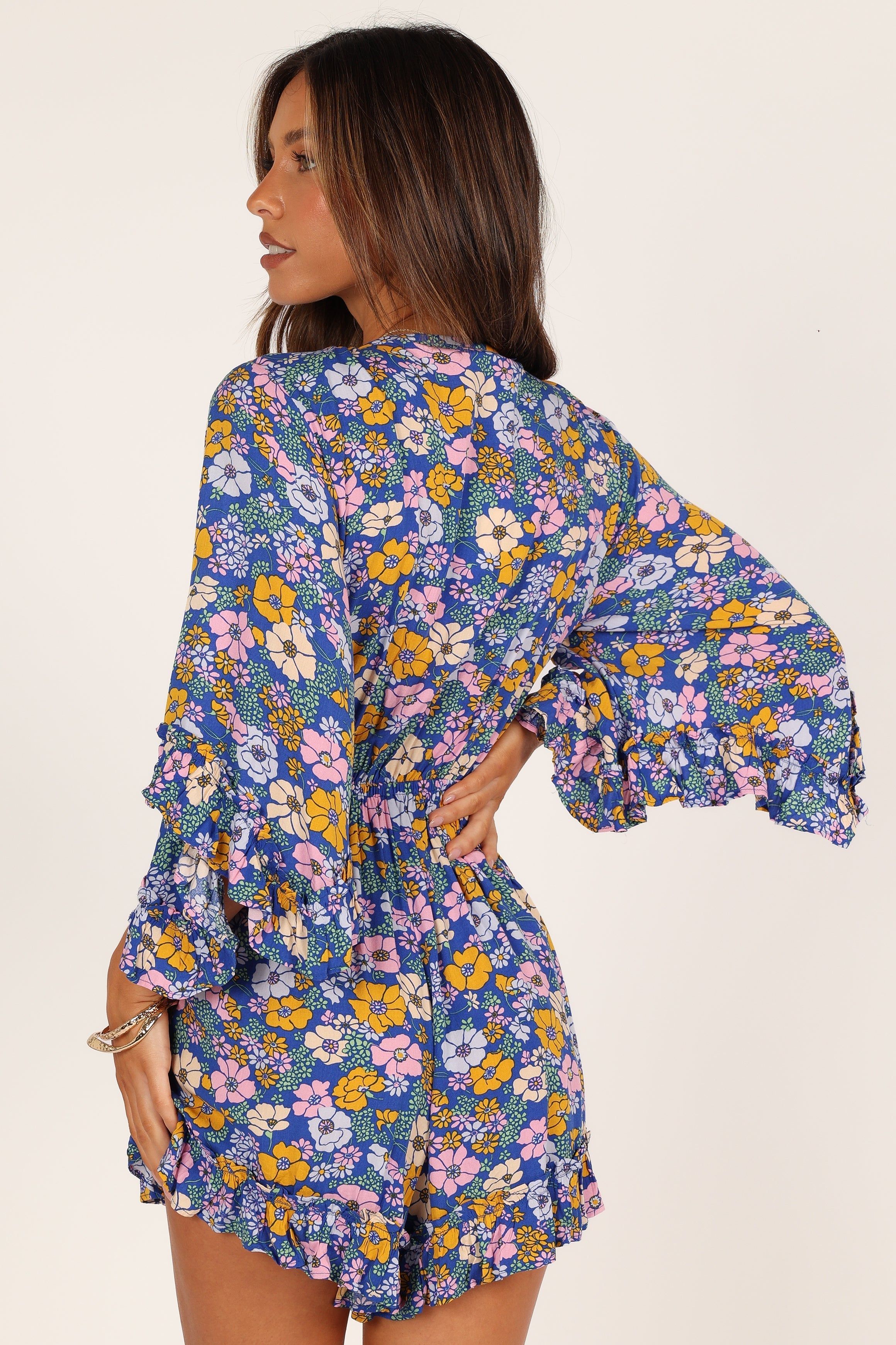 Tuilly Long Sleeve Romper - Blue Floral sold by Petal & Pup product image thumbnail 6
