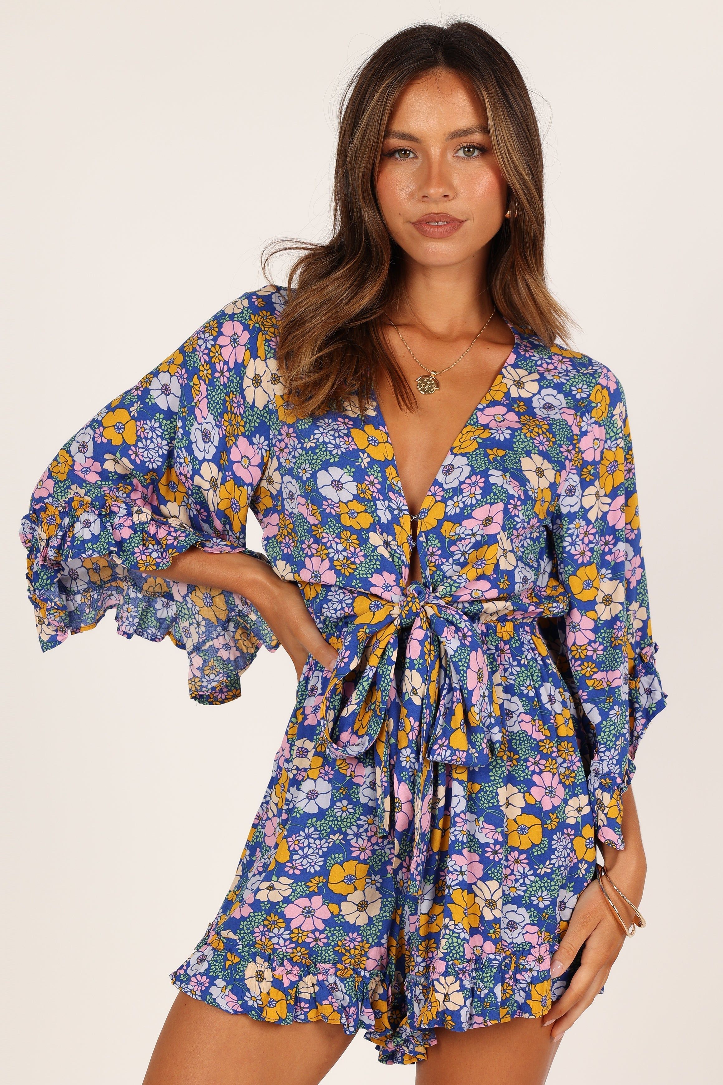 Tuilly Long Sleeve Romper - Blue Floral sold by Petal & Pup product image thumbnail 8