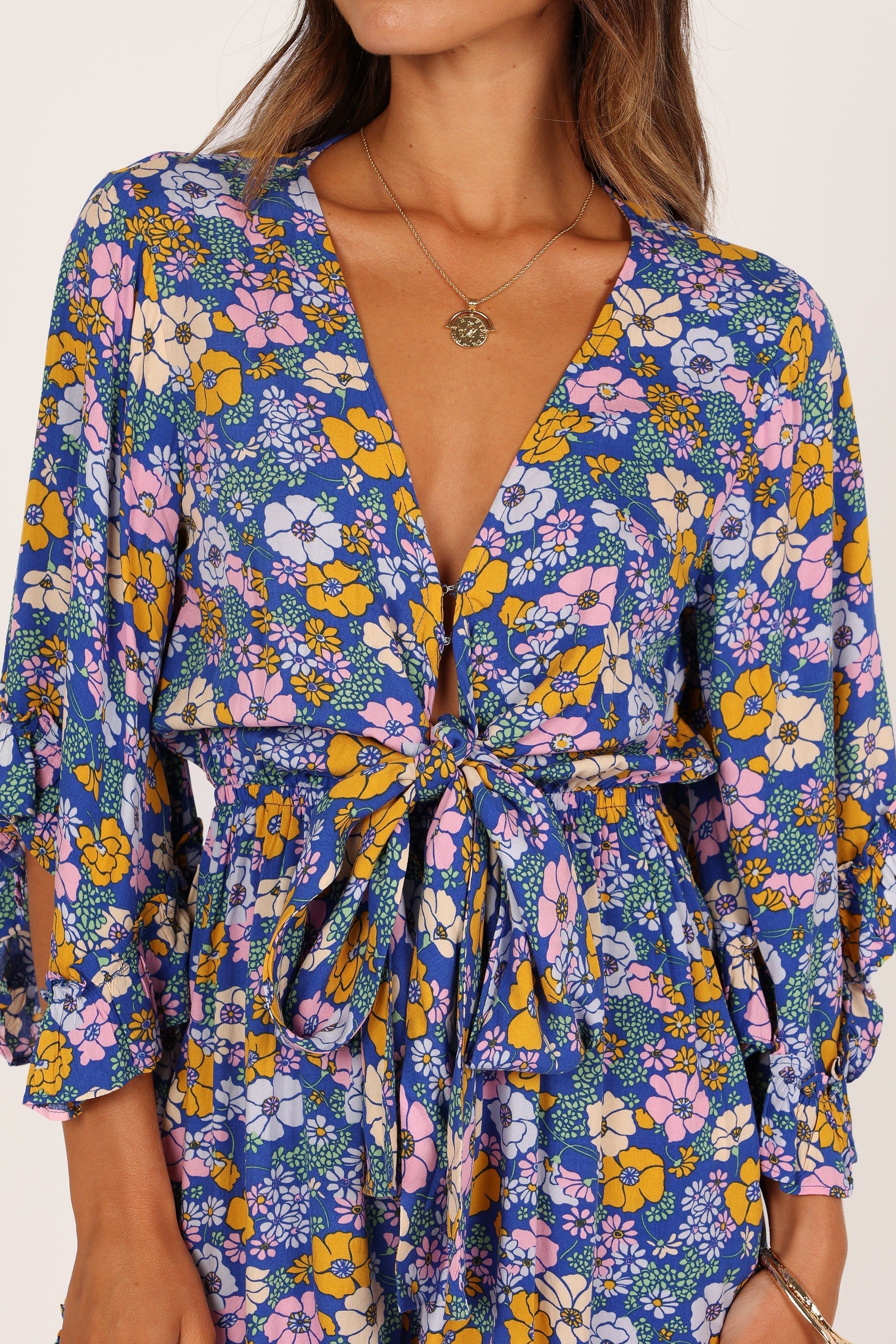Tuilly Long Sleeve Romper - Blue Floral sold by Petal & Pup product image thumbnail 2