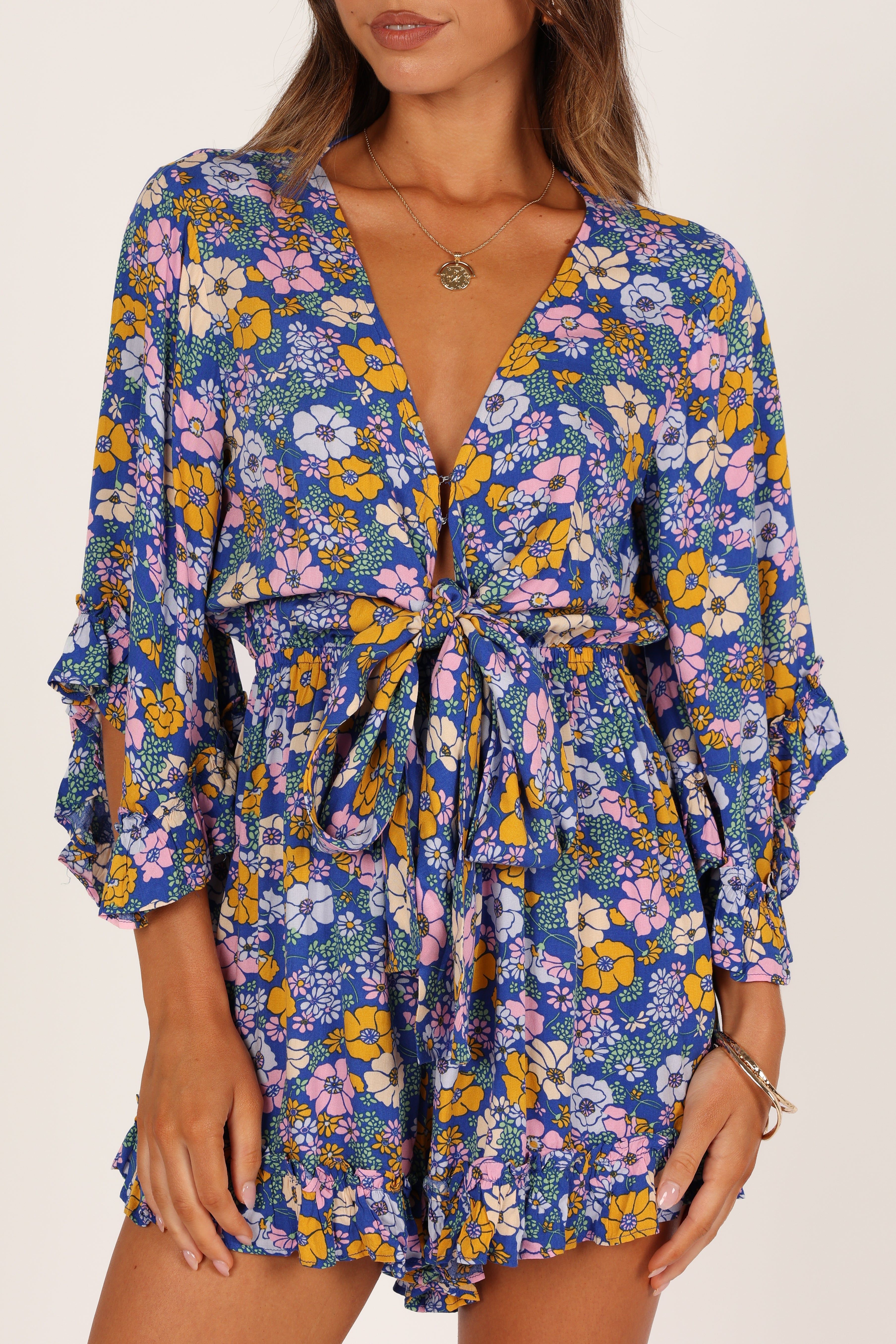 Tuilly Long Sleeve Romper - Blue Floral sold by Petal & Pup product image thumbnail 7
