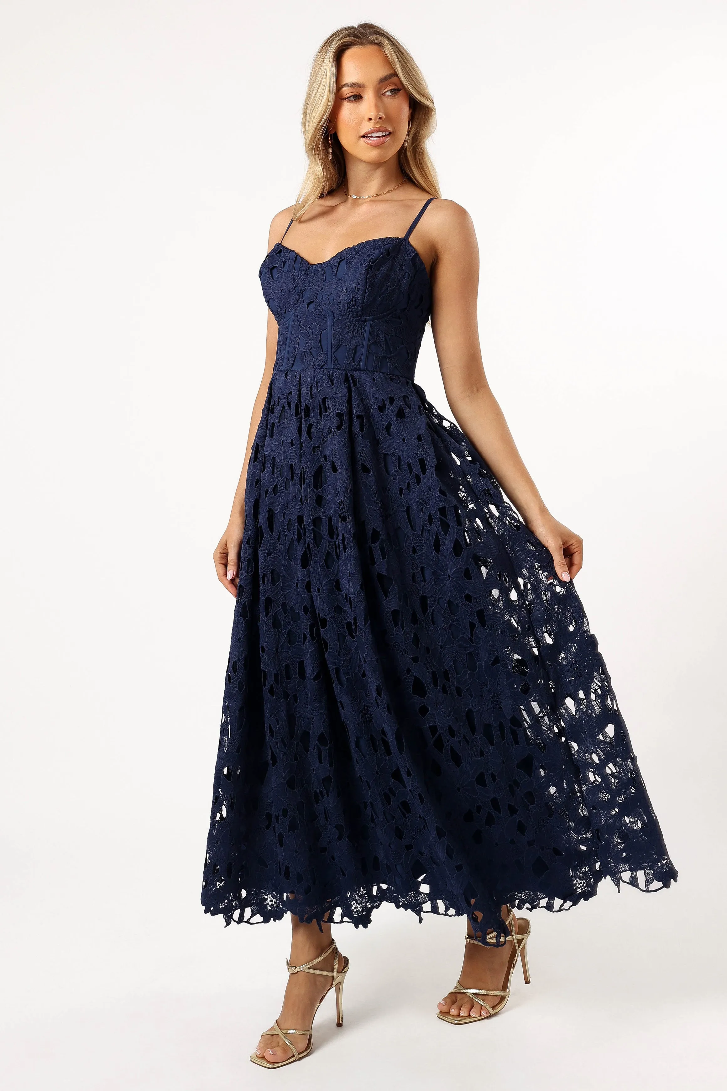 Byron Lace Midi Dress - Navy sold by Petal & Pup