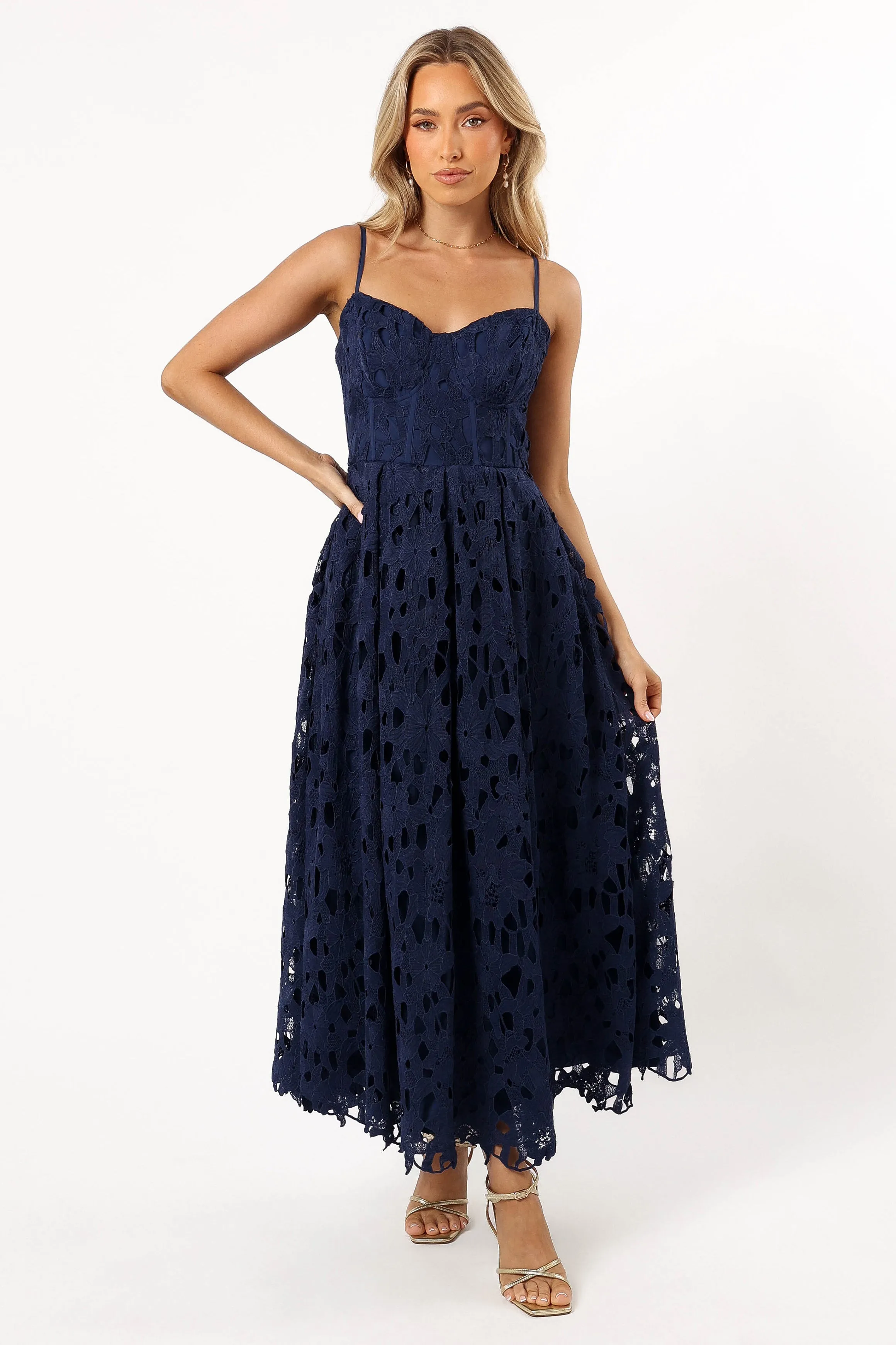Byron Lace Midi Dress - Navy sold by Petal & Pup product image thumbnail 2