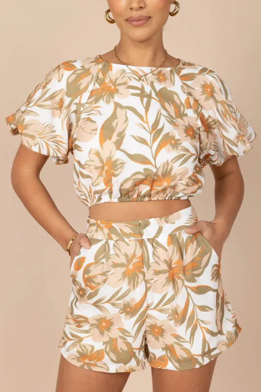 Estella Two Piece Set - Beige Floral sold by Petal & Pup