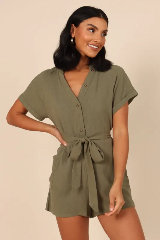 Esra Romper - Olive sold by Petal & Pup
