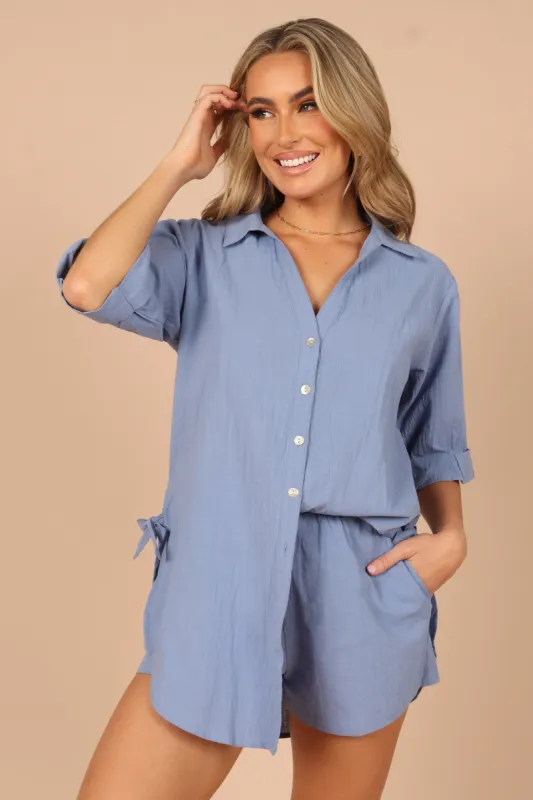 Jeremey Button Down Top - Blue sold by Petal & Pup