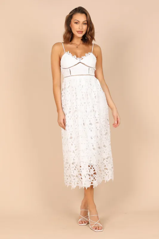 Francheshca Midi Lace Dress - White Lace sold by Petal & Pup