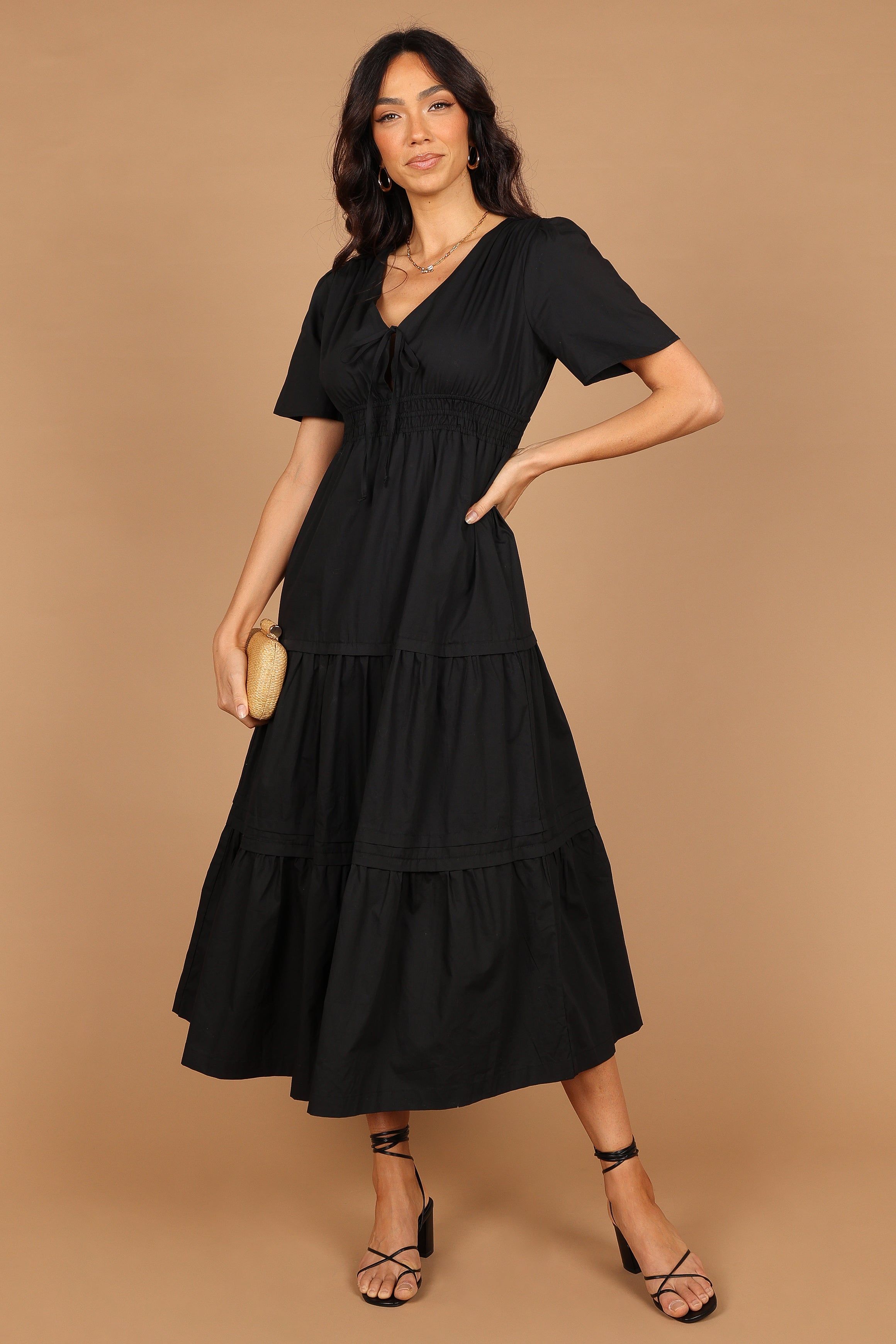 Madelyn Tiered Maxi Dress - Black sold by Petal & Pup