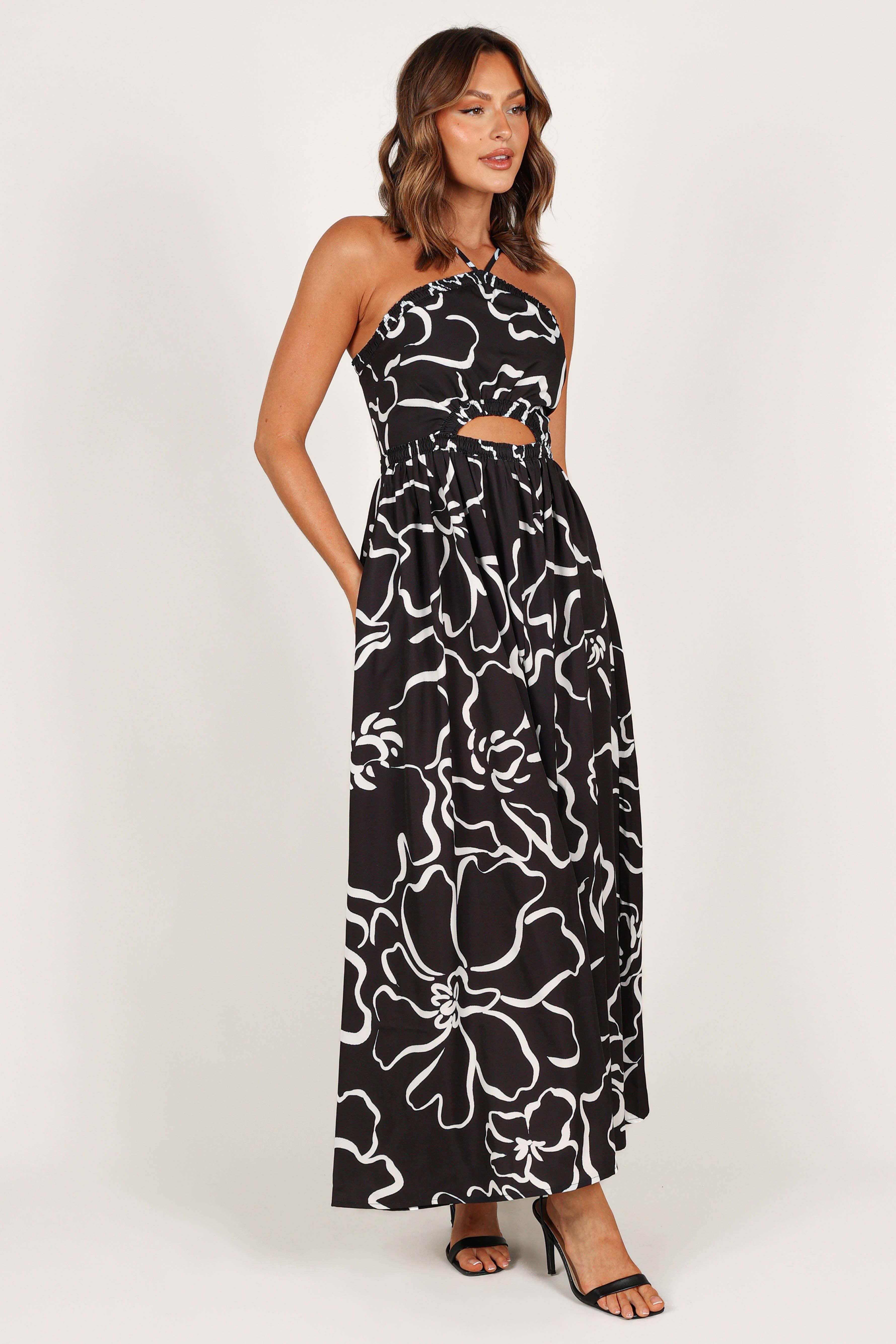 Madeira Maxi Dress - White/Black Floral sold by Petal & Pup product image thumbnail 12