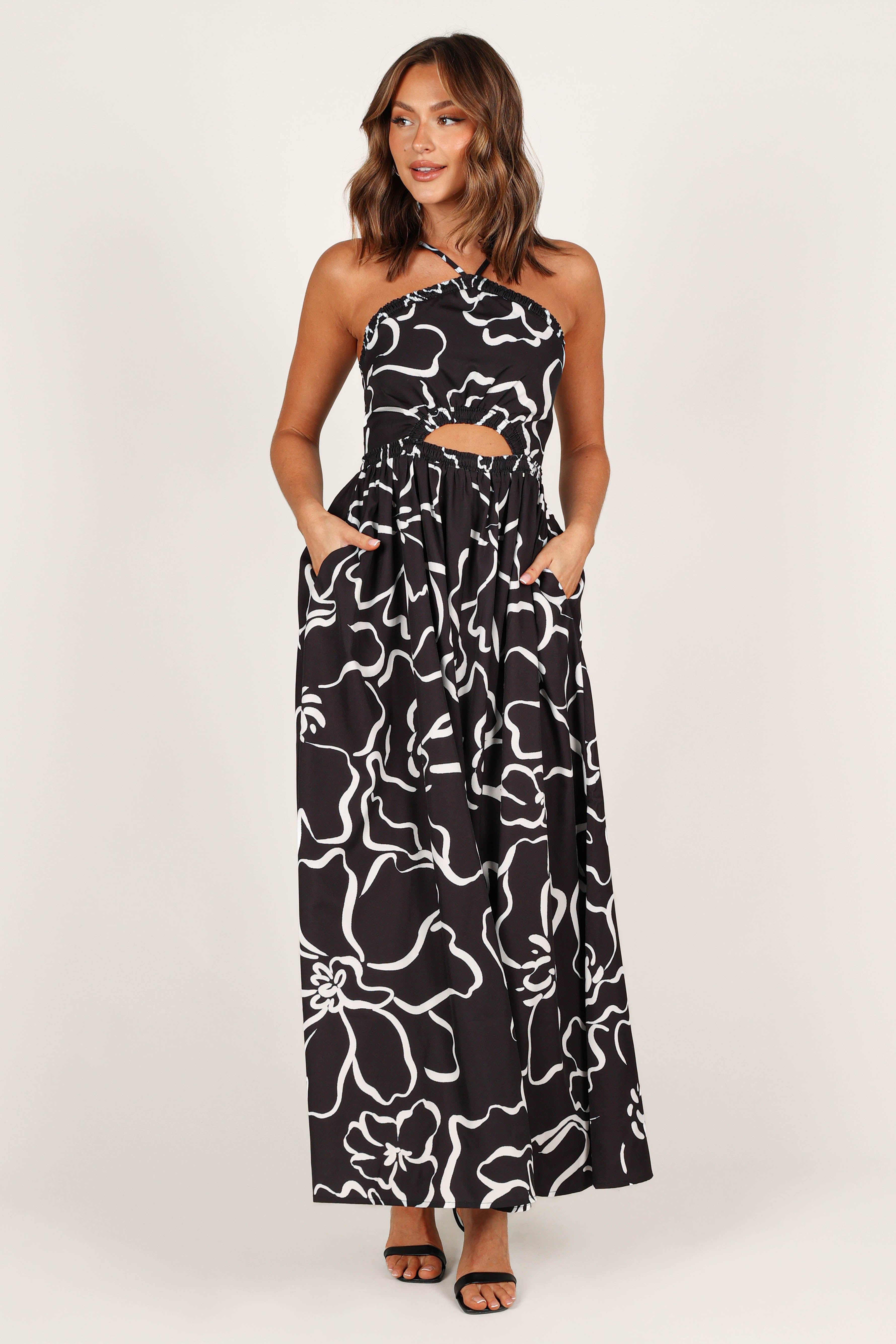 Madeira Maxi Dress - White/Black Floral sold by Petal & Pup product image thumbnail 7