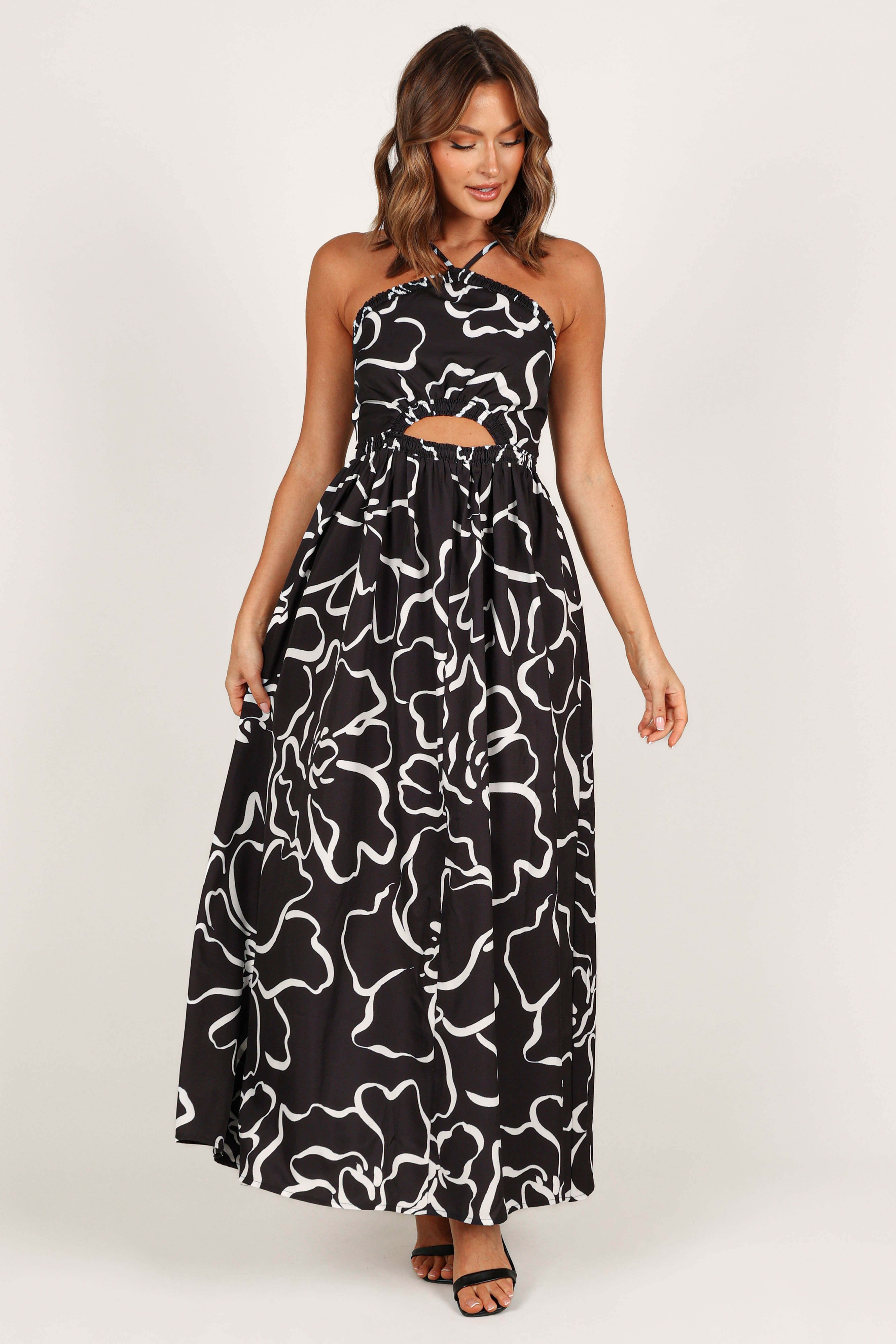 Madeira Maxi Dress - White/Black Floral sold by Petal & Pup product image thumbnail 5