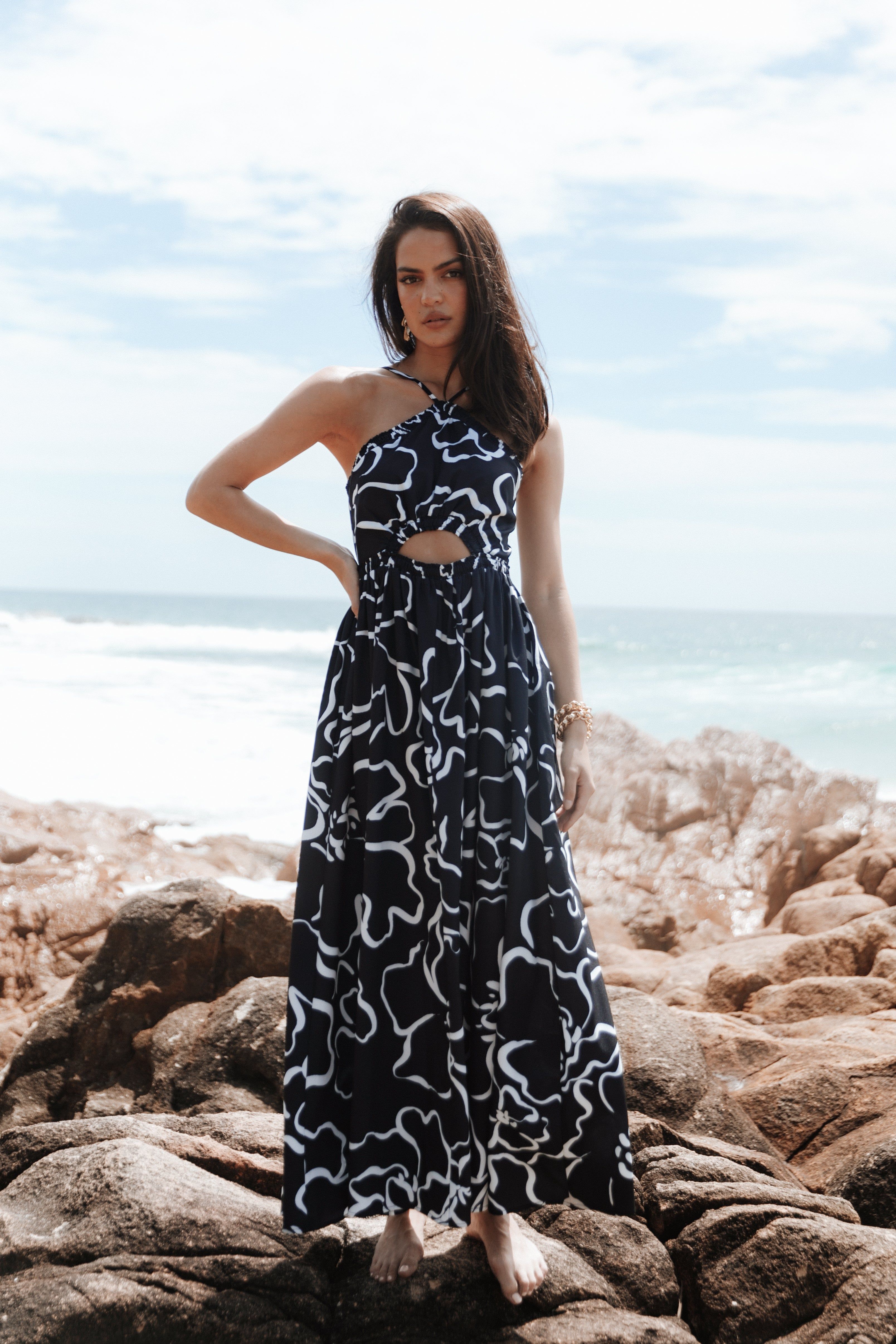 Madeira Maxi Dress - White/Black Floral sold by Petal & Pup product image thumbnail 8