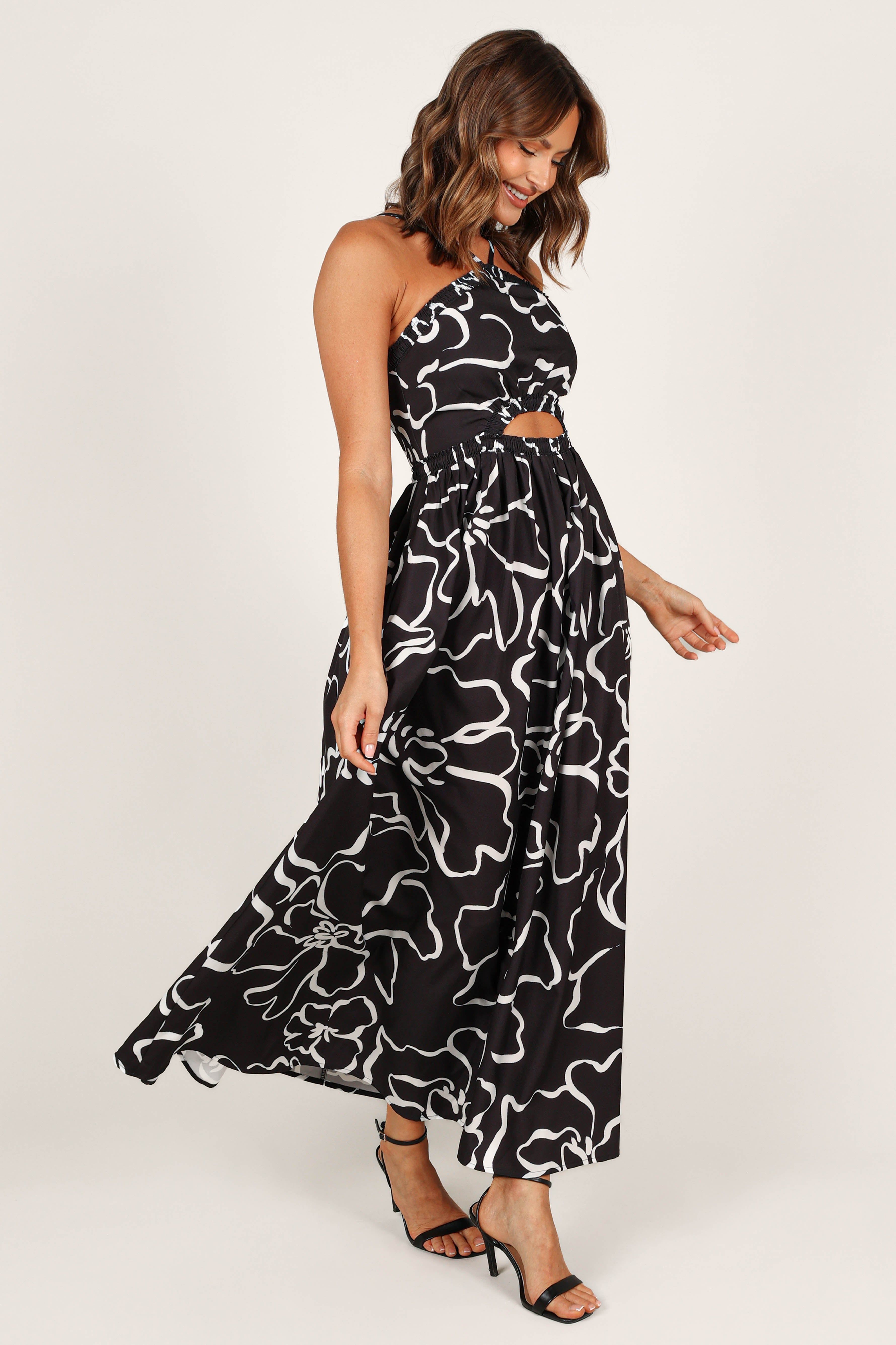 Madeira Maxi Dress - White/Black Floral sold by Petal & Pup product image thumbnail 13