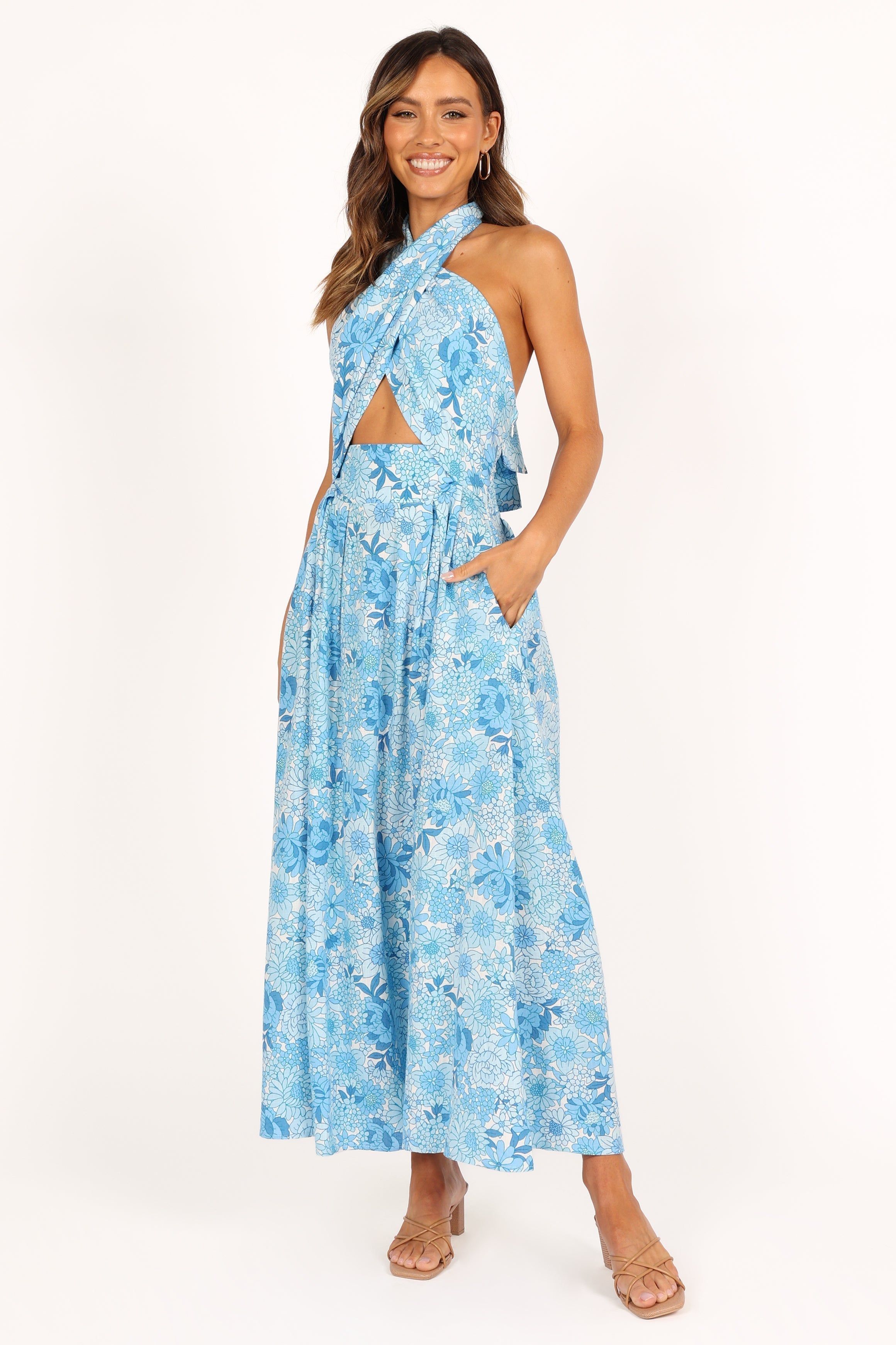 Clover Halterneck Midi Dress - Blue Floral sold by Petal & Pup product image thumbnail 8