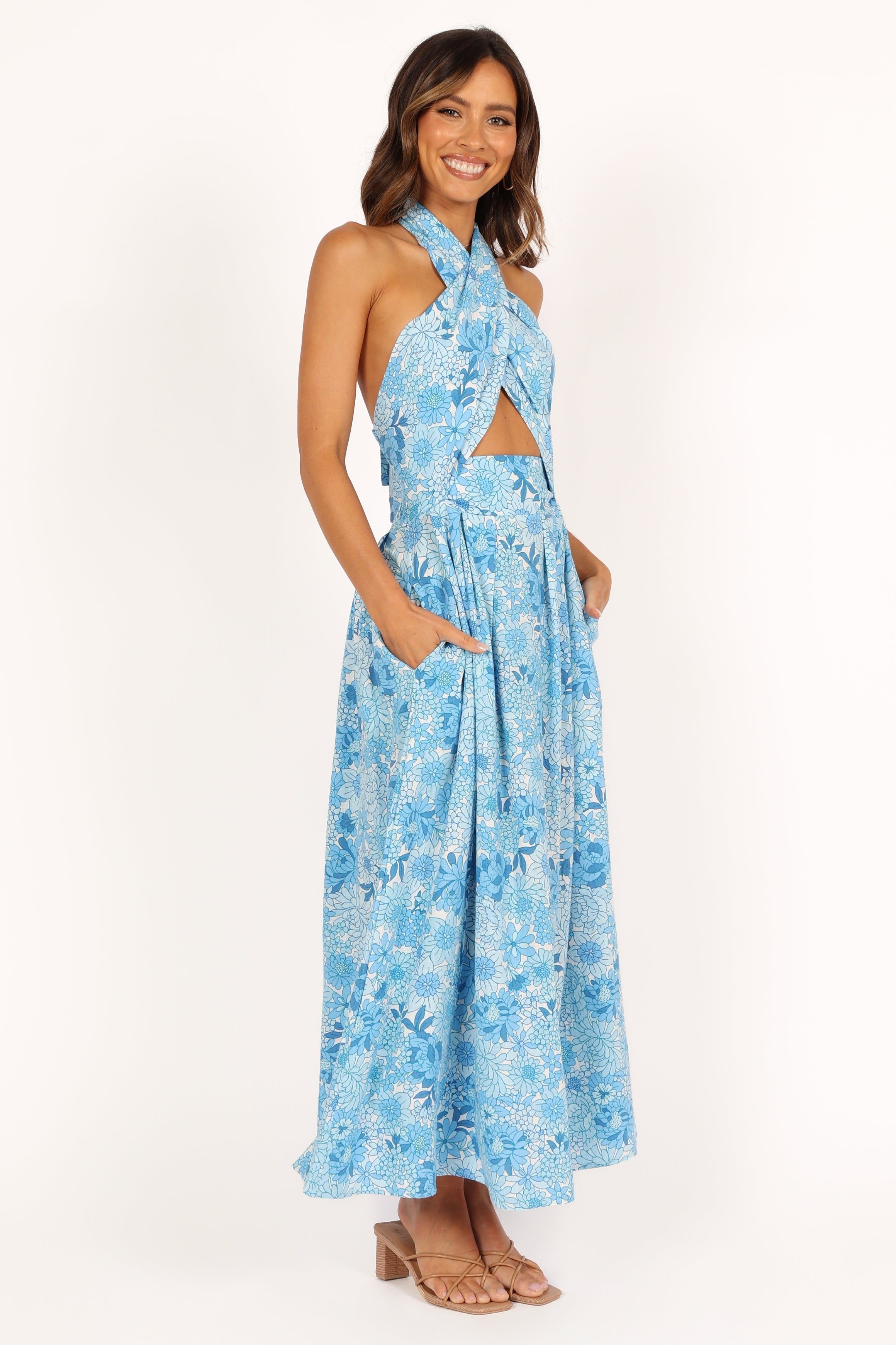 Clover Halterneck Midi Dress - Blue Floral sold by Petal & Pup product image thumbnail 7