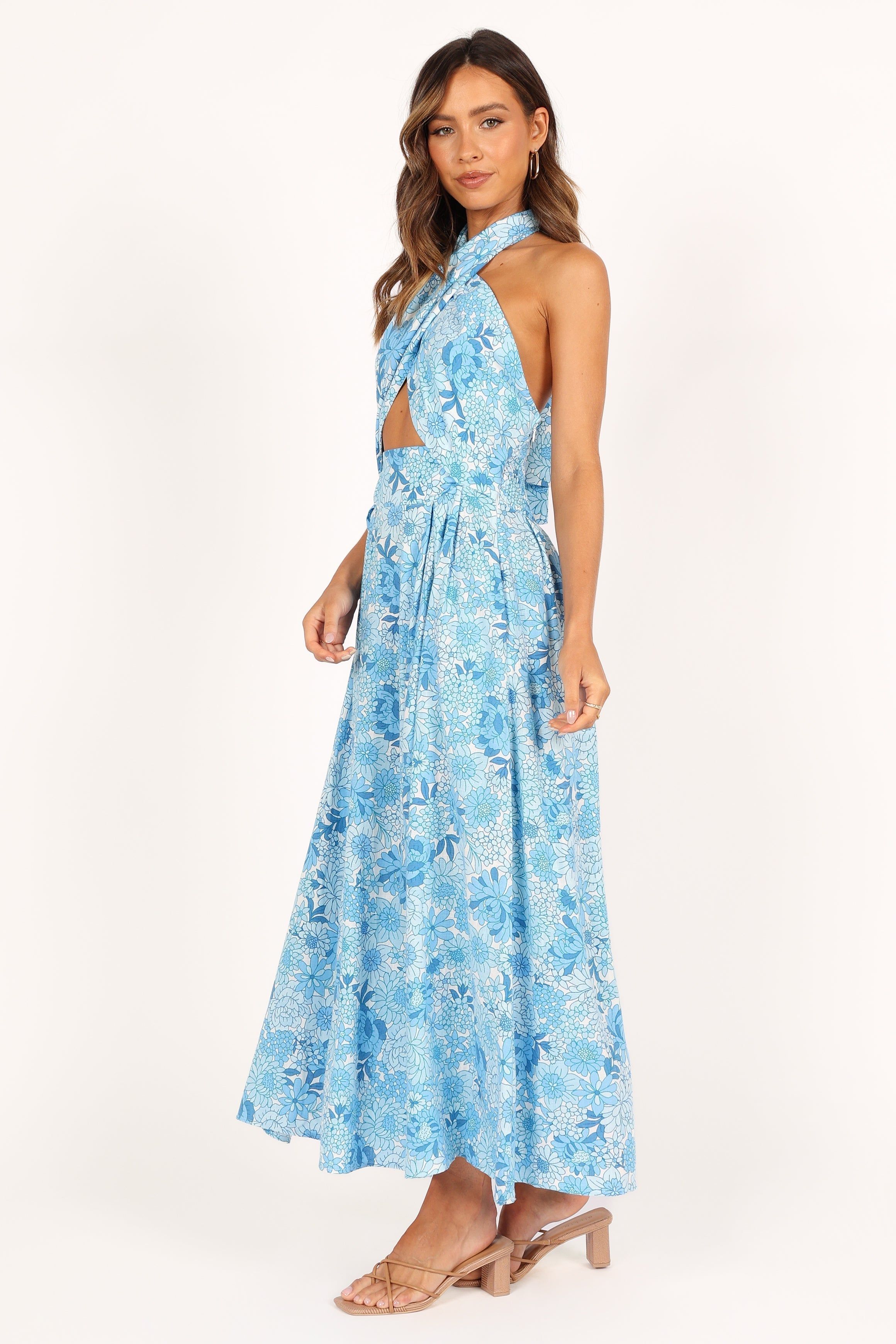 Clover Halterneck Midi Dress - Blue Floral sold by Petal & Pup product image thumbnail 5