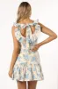 Kitura Floral Mini Dress - White Blue Floral sold by Petal & Pup