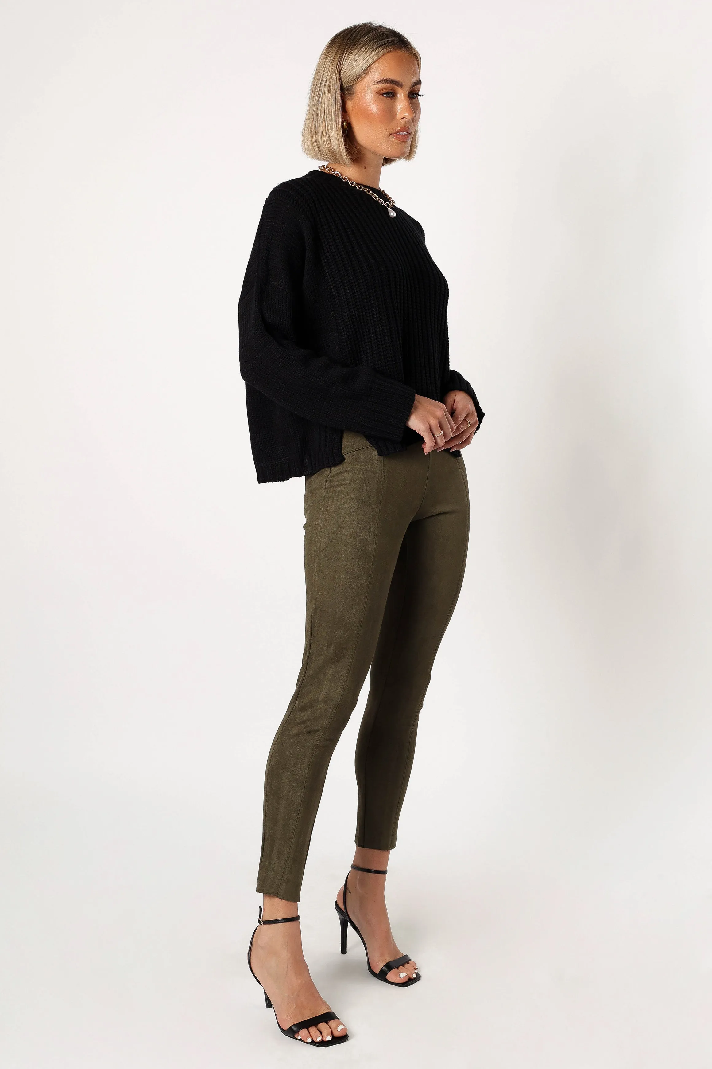 Morgan Suede Look Legging - Olive sold by Petal & Pup