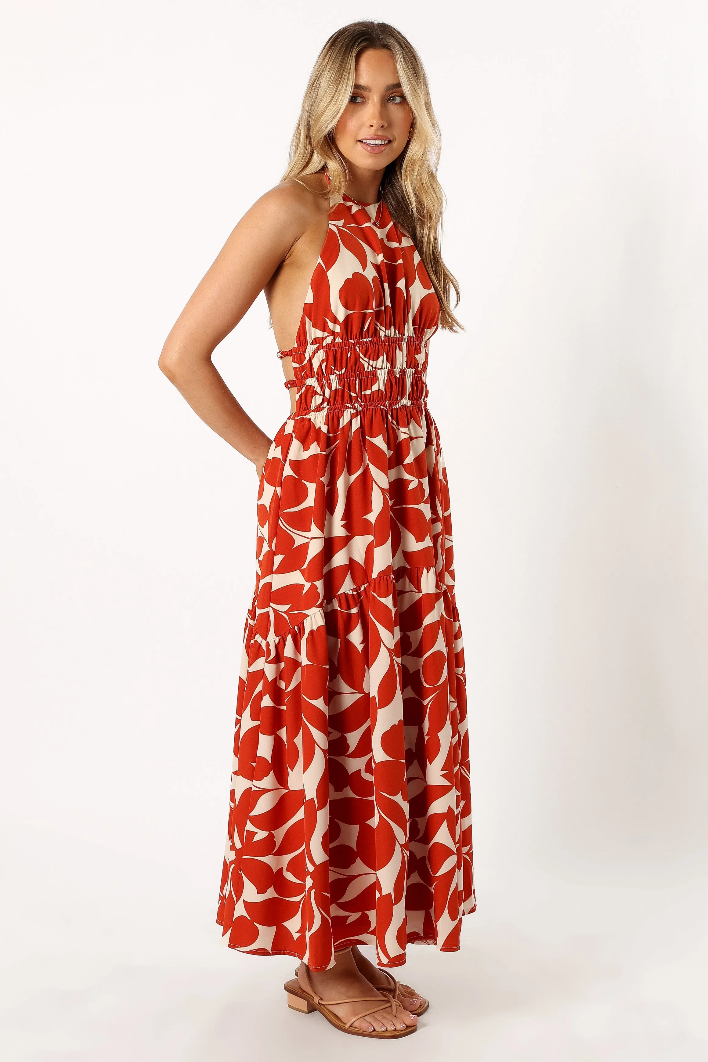 Maha Halterneck Maxi Dress - Tan Floral sold by Petal & Pup product image thumbnail 5