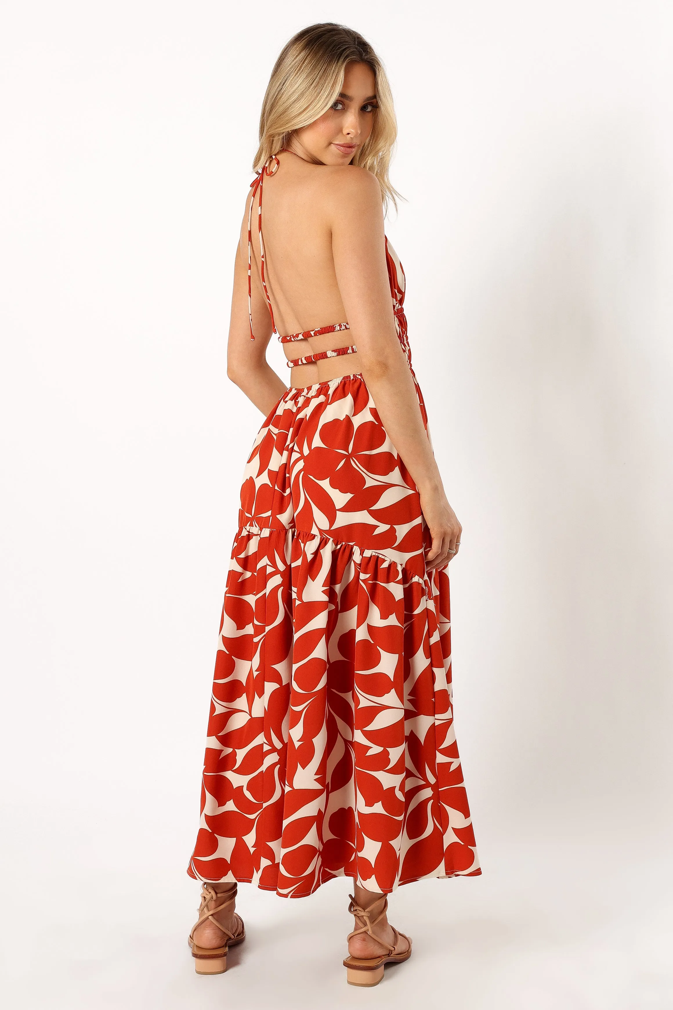 Maha Halterneck Maxi Dress - Tan Floral sold by Petal & Pup product image thumbnail 4