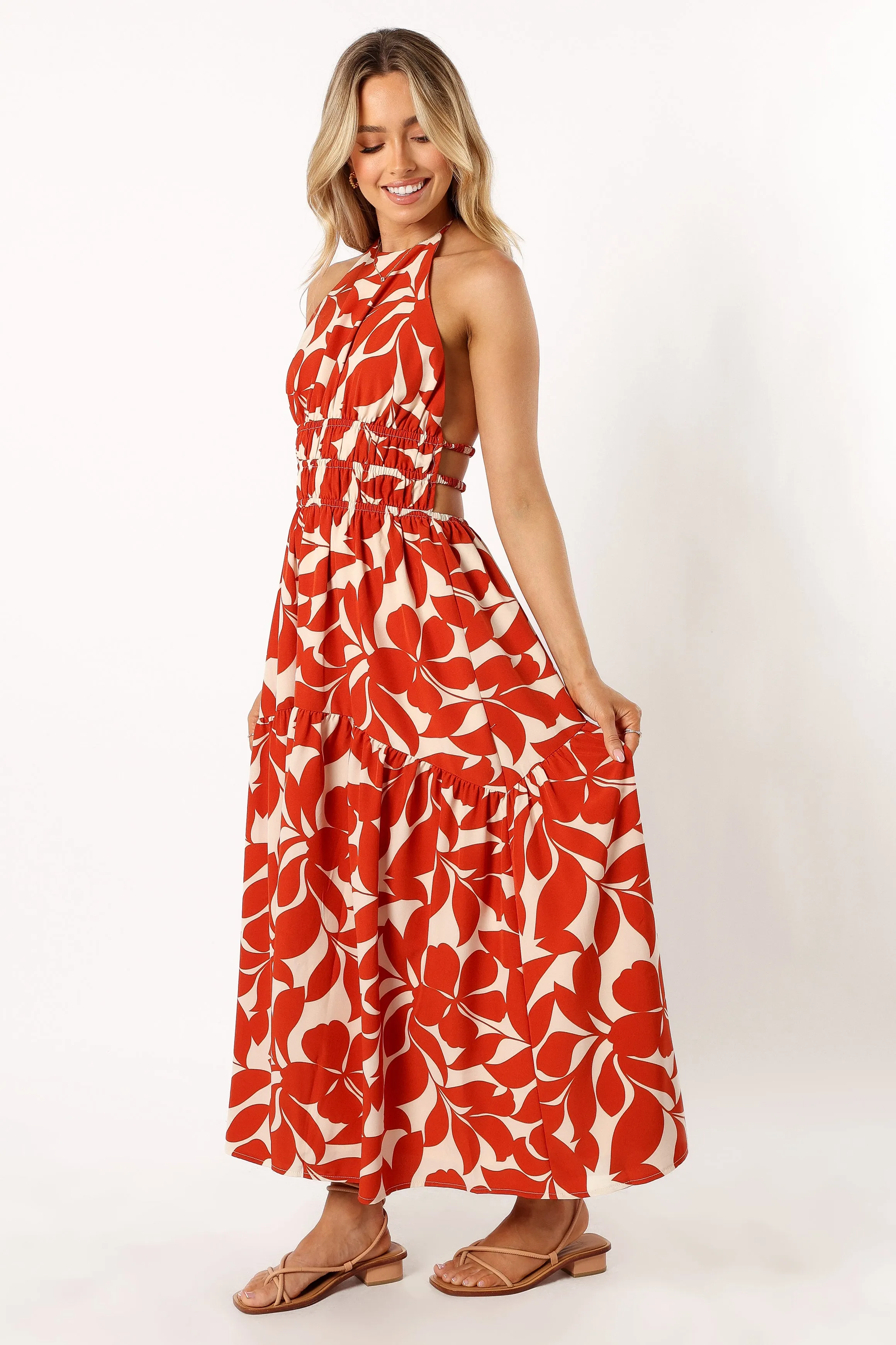 Maha Halterneck Maxi Dress - Tan Floral sold by Petal & Pup product image thumbnail 3