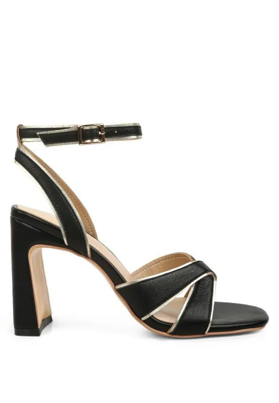 Heeri Metallic Lined Block Heel - Black Gold sold by Petal & Pup