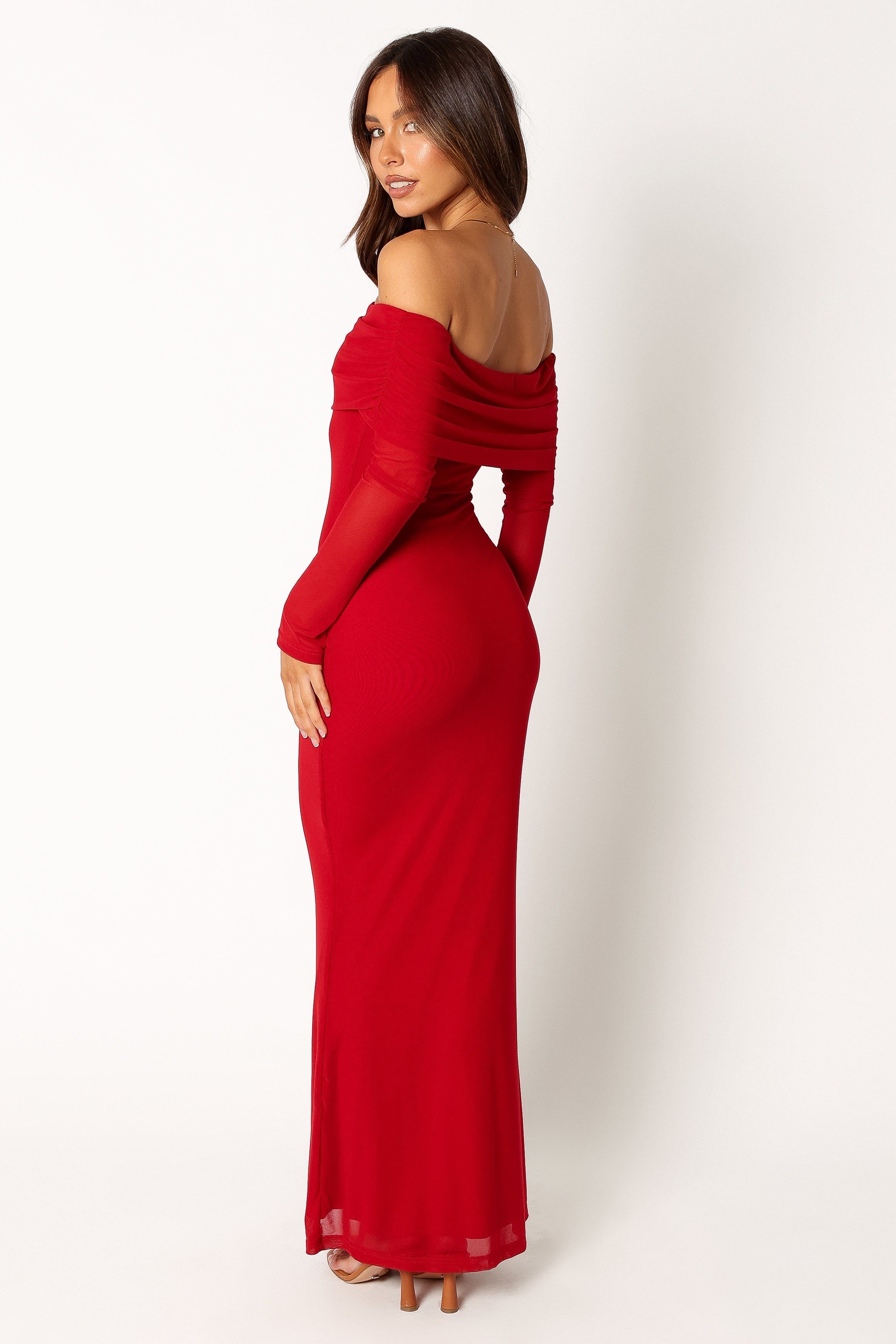 Solsana Off Shoulder Maxi Dress - Red sold by Petal & Pup product image thumbnail 3