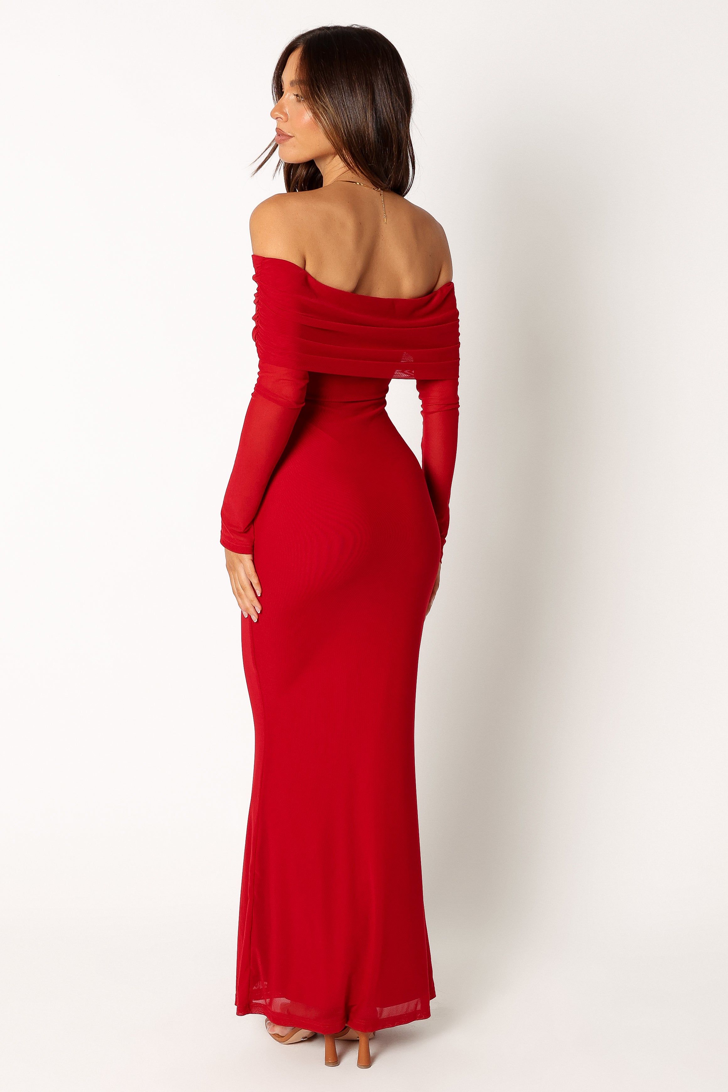 Solsana Off Shoulder Maxi Dress - Red sold by Petal & Pup product image thumbnail 4
