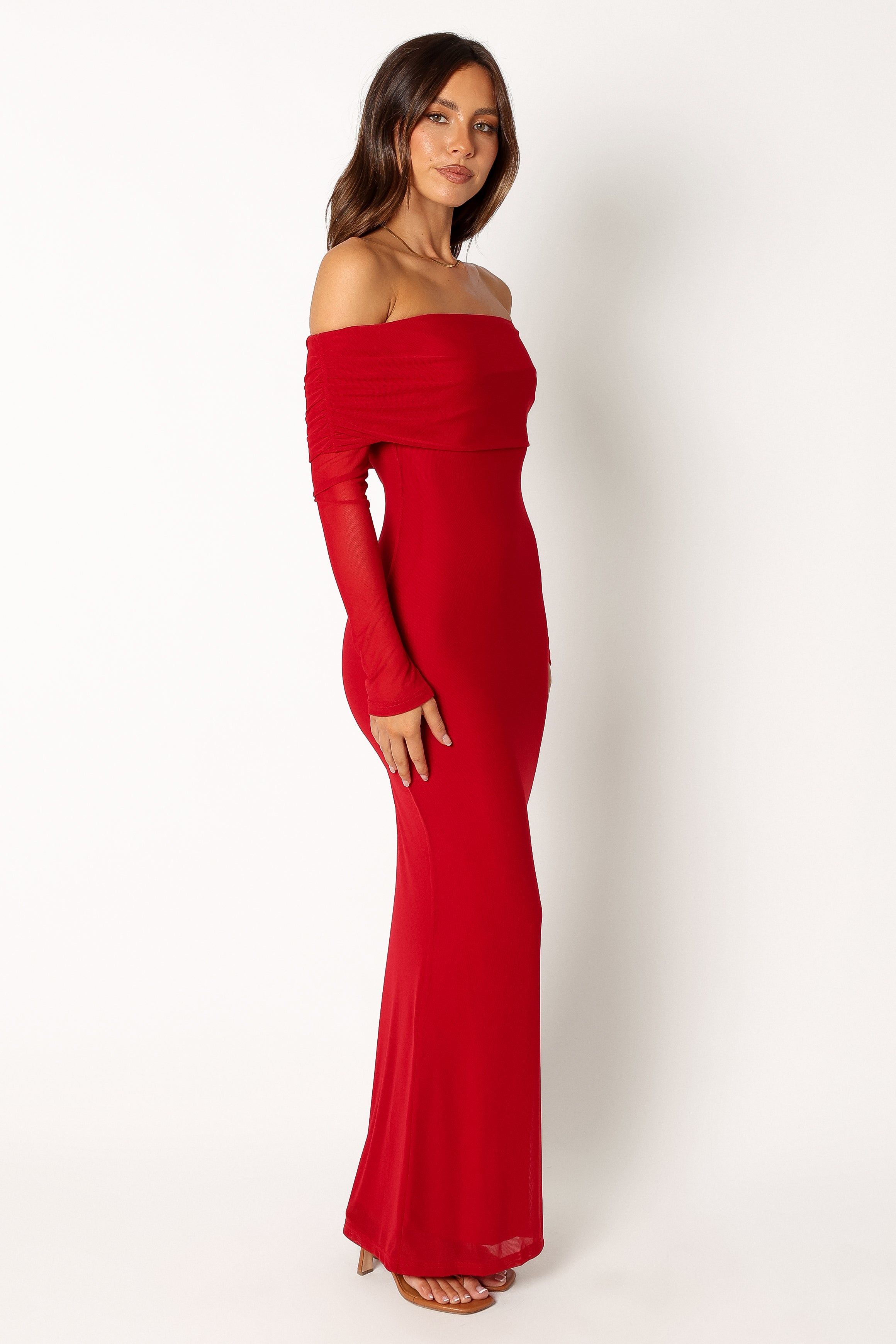 Solsana Off Shoulder Maxi Dress - Red sold by Petal & Pup product image thumbnail 5