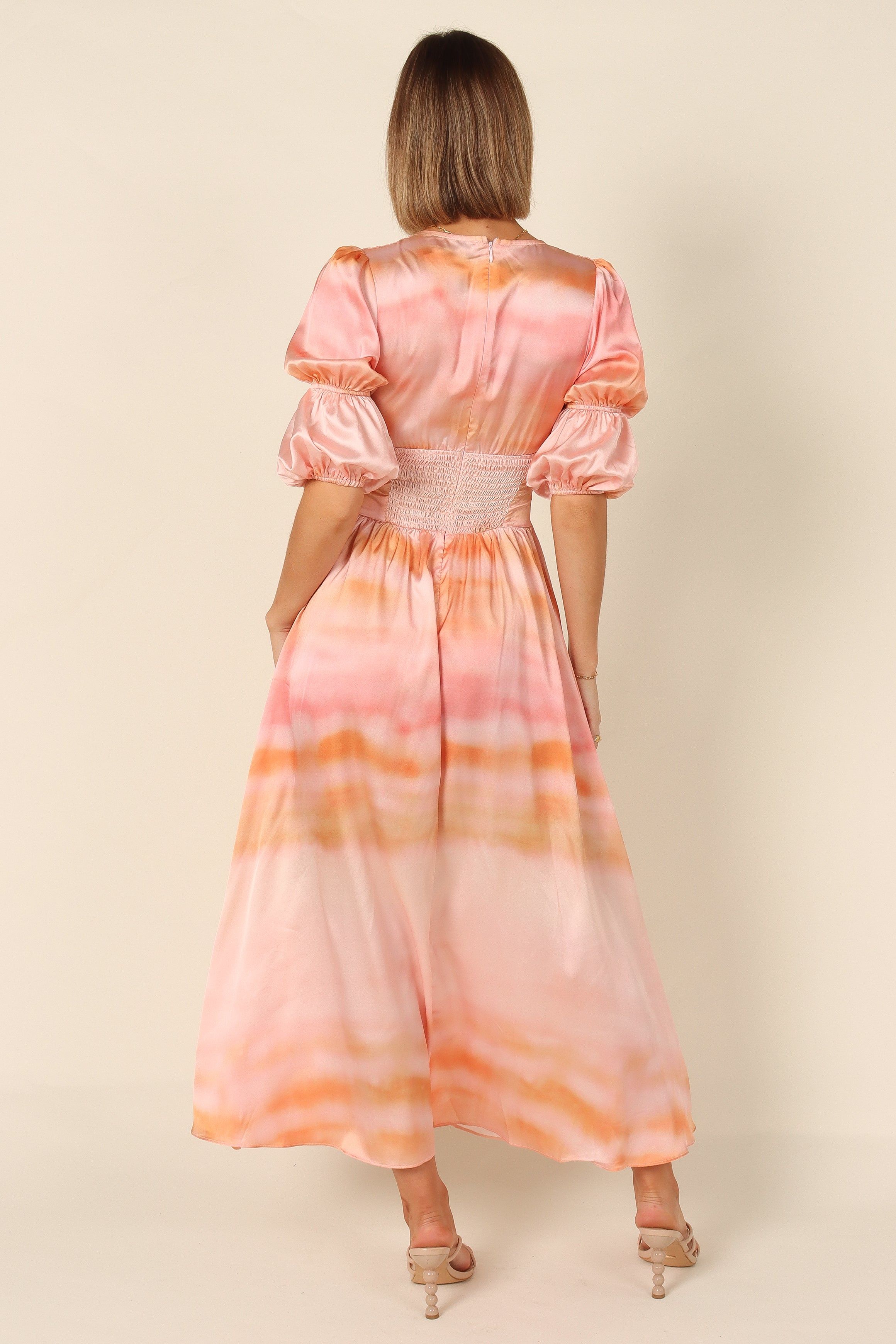 Alton Puff Sleeve Button Front Midi Dress - Pink sold by Petal & Pup product image thumbnail 3