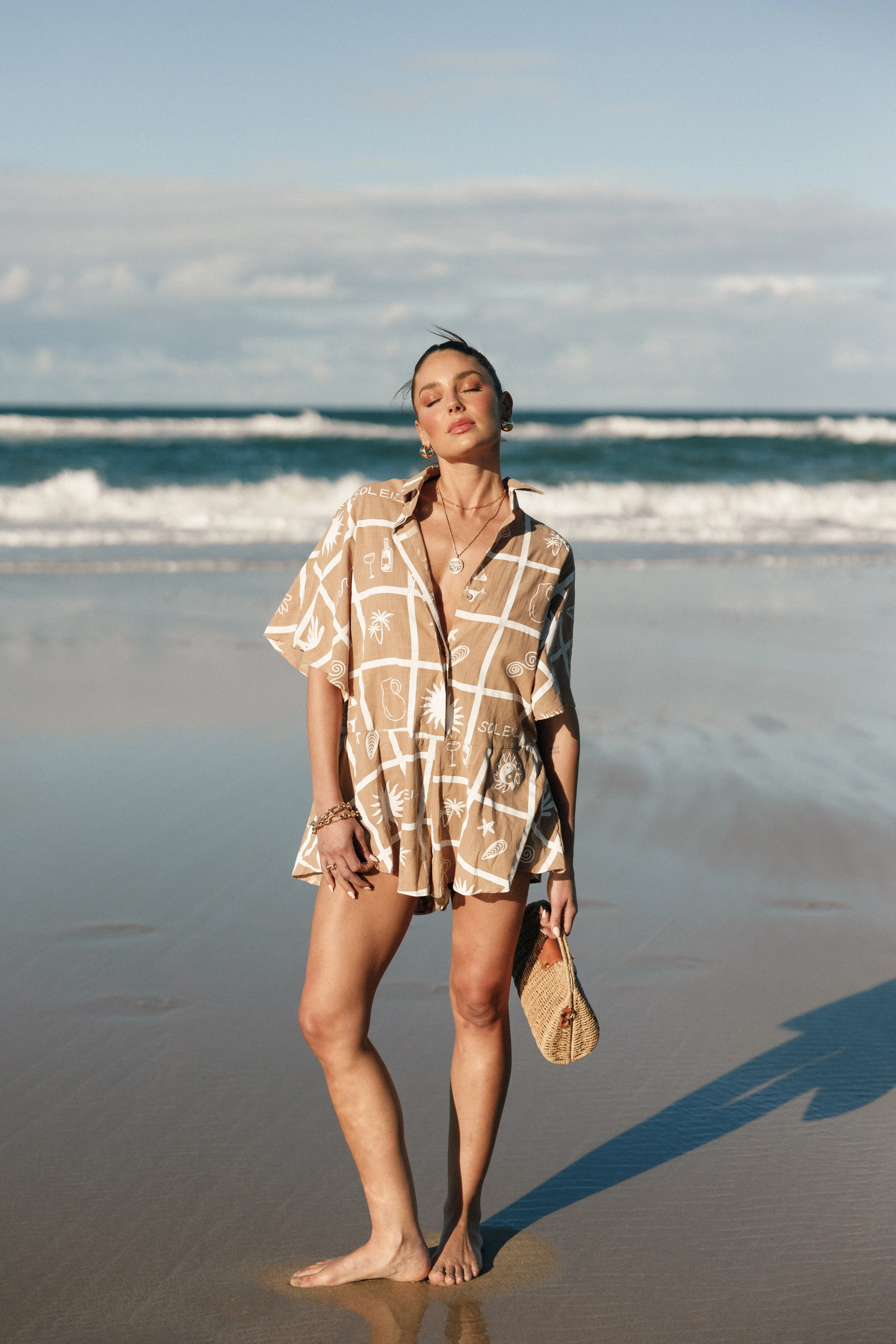 Sebastian Romper - Tan Soleil Print sold by Petal & Pup product image thumbnail 2