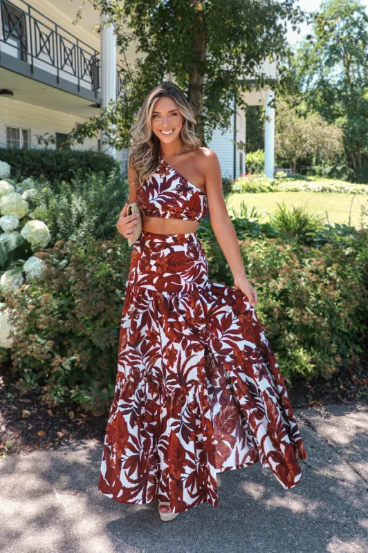 Lorelei Maxi Skirt - Chocolate Floral sold by Petal & Pup