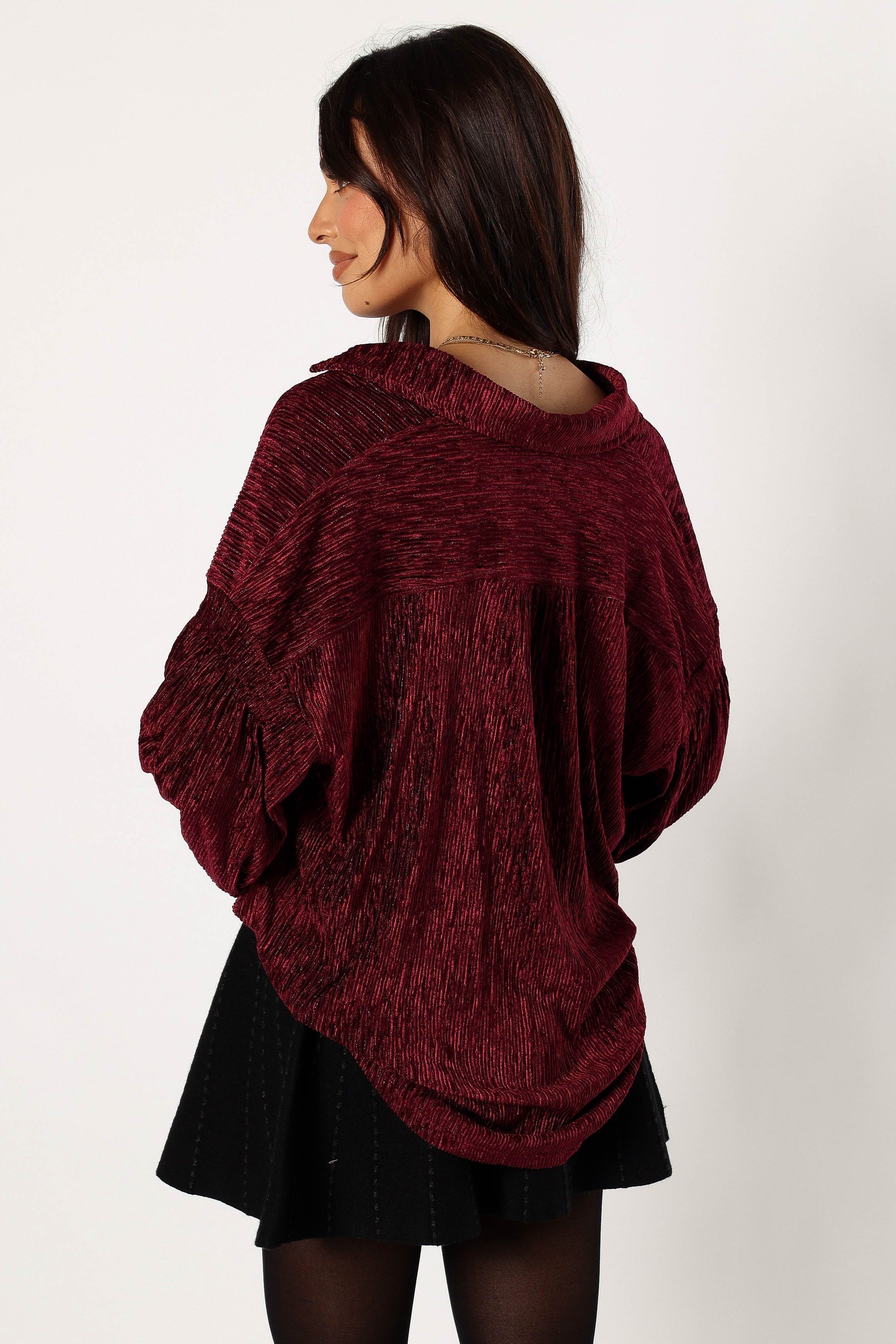 Cadence Long Sleeve Sequin Top - Burgundy sold by Petal & Pup product image thumbnail 4