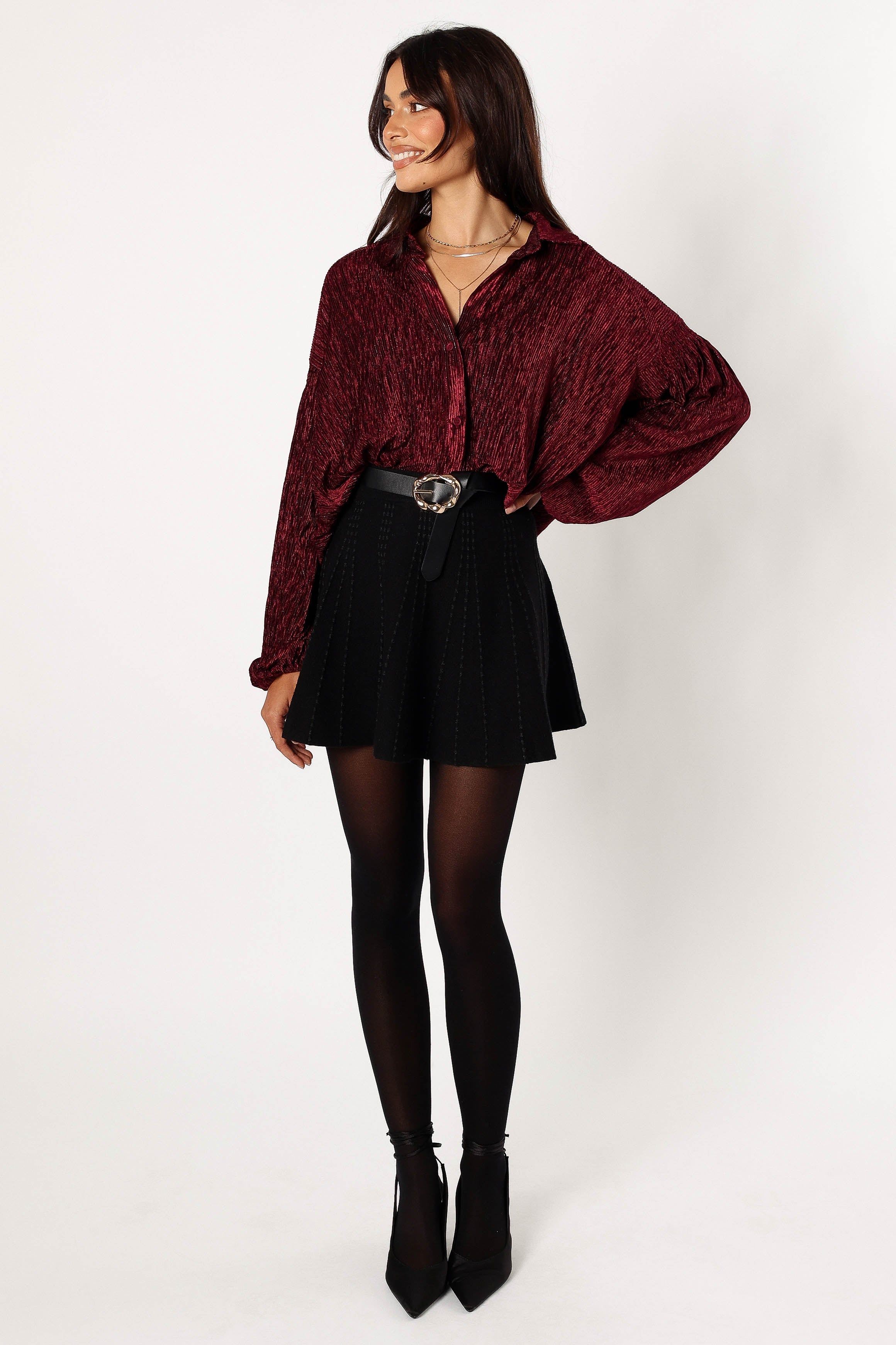 Cadence Long Sleeve Sequin Top - Burgundy sold by Petal & Pup product image thumbnail 7