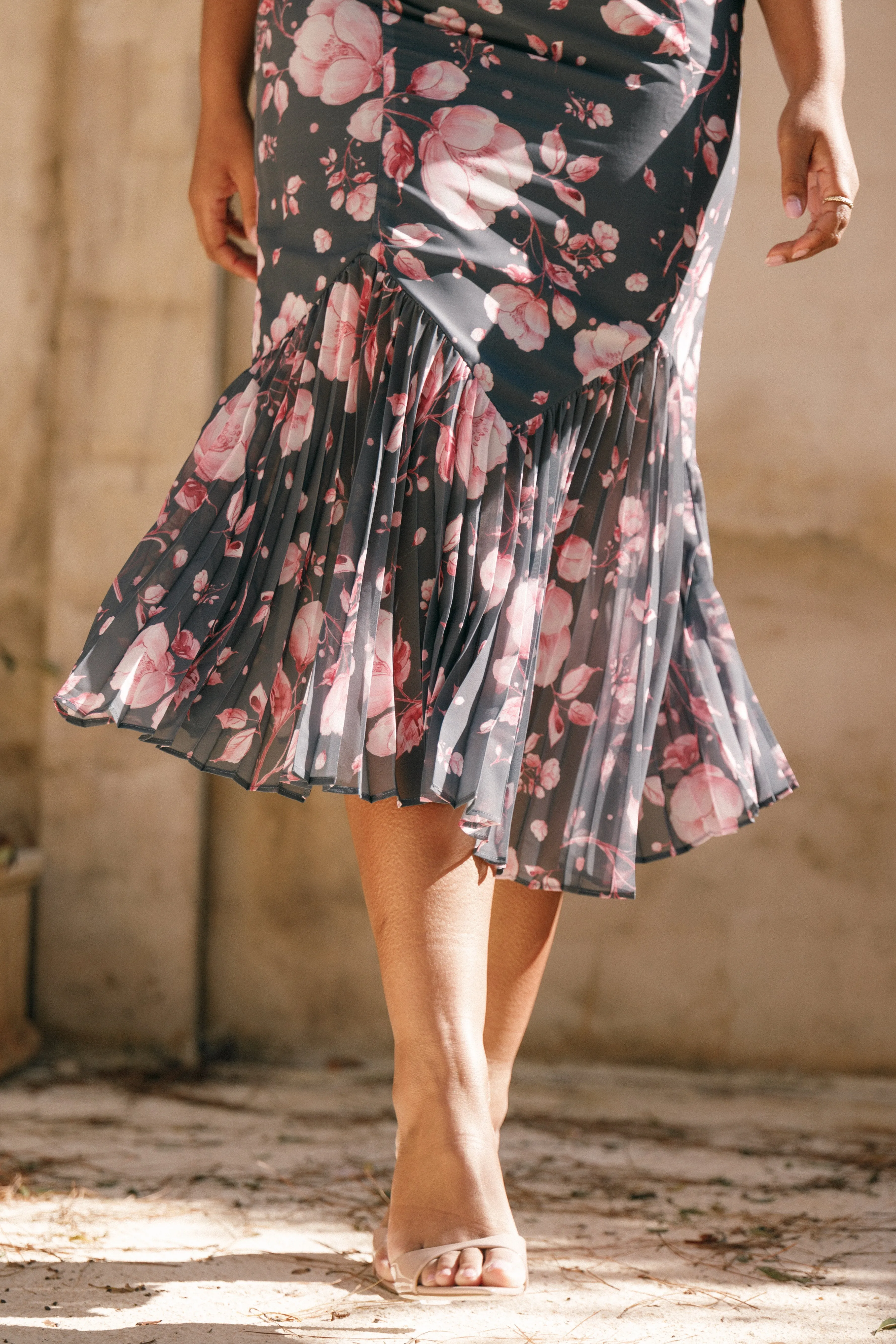 Ashton Midi Dress - Steel Gray Floral sold by Petal & Pup product image thumbnail 2