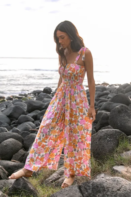 Raffael Shirred Jumpsuit - Pink Floral sold by Petal & Pup