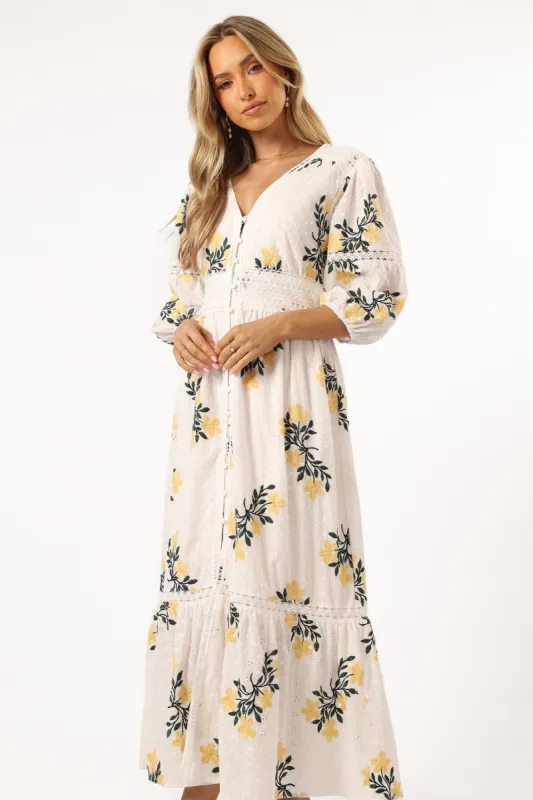 Christie Maxi Dress - White Yellow Floral sold by Petal & Pup