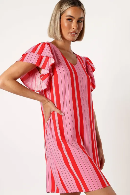Amara Mini Dress - Pink Stripe sold by Petal & Pup