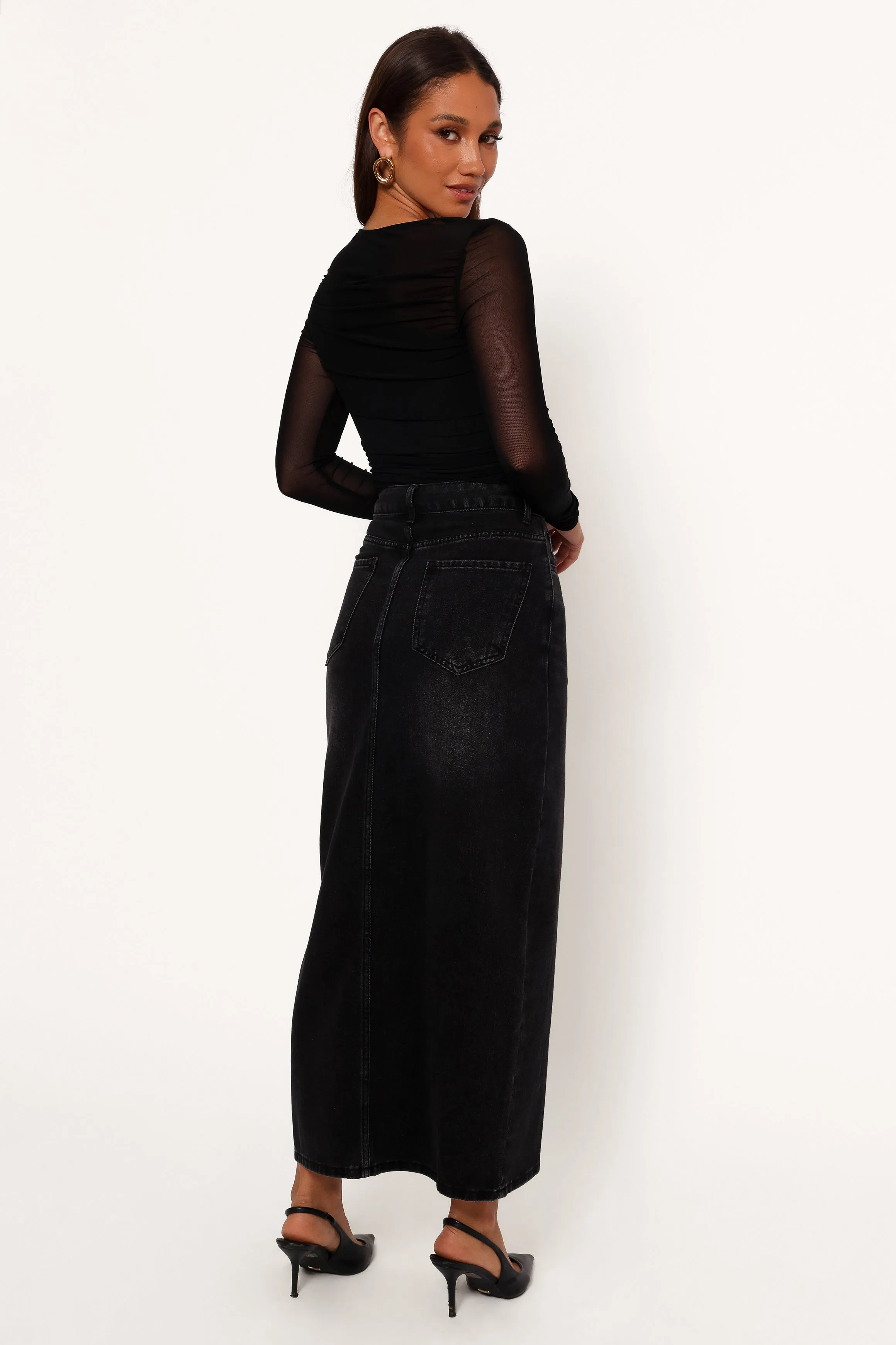 Dana Denim Midi Skirt - Black Wash sold by Petal & Pup product image thumbnail 4