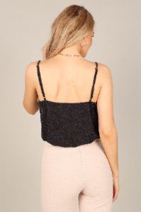 Mara Cowl Neck Lurex Cami Top - Black sold by Petal & Pup