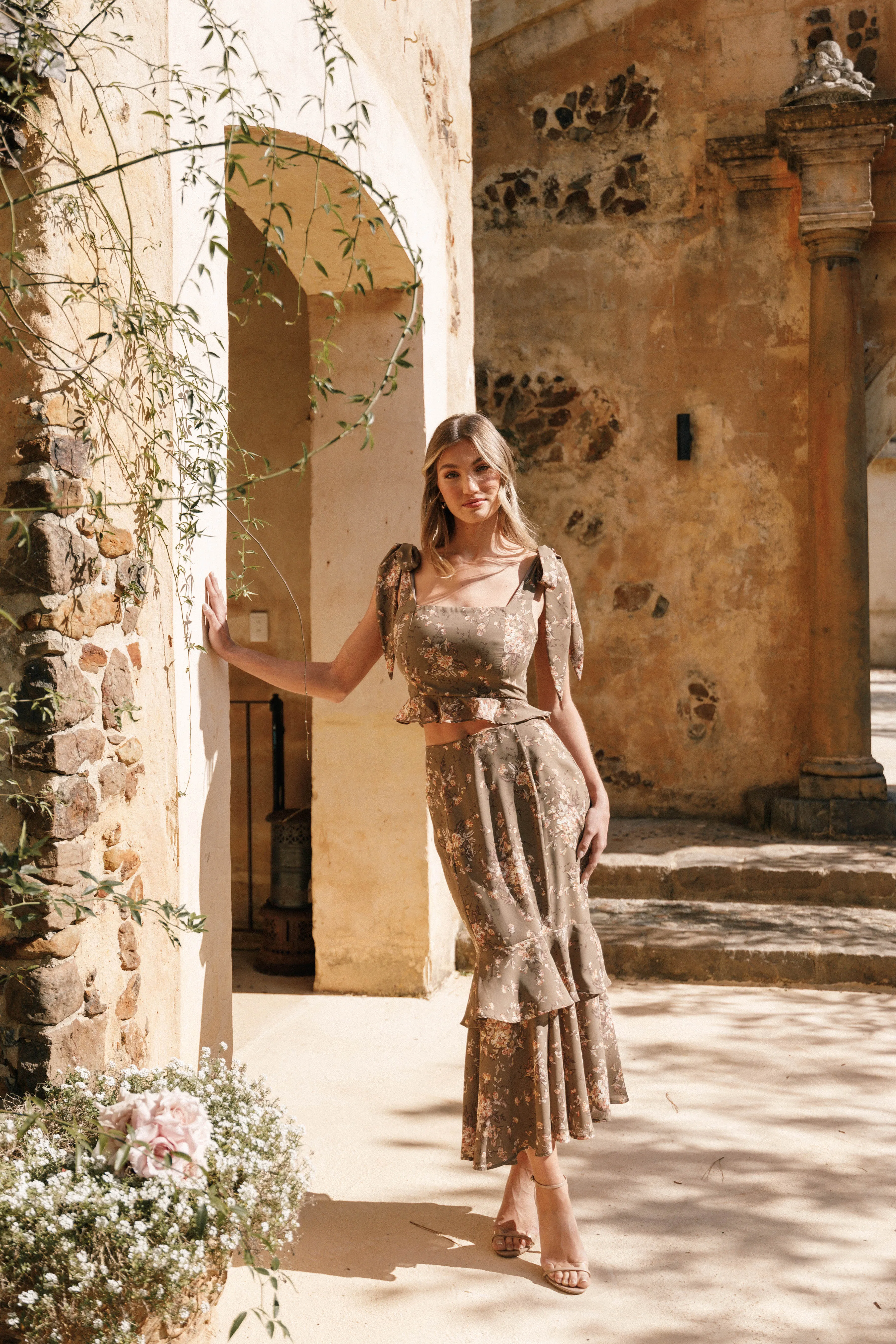 Luna Two Piece Set - Olive Print sold by Petal & Pup