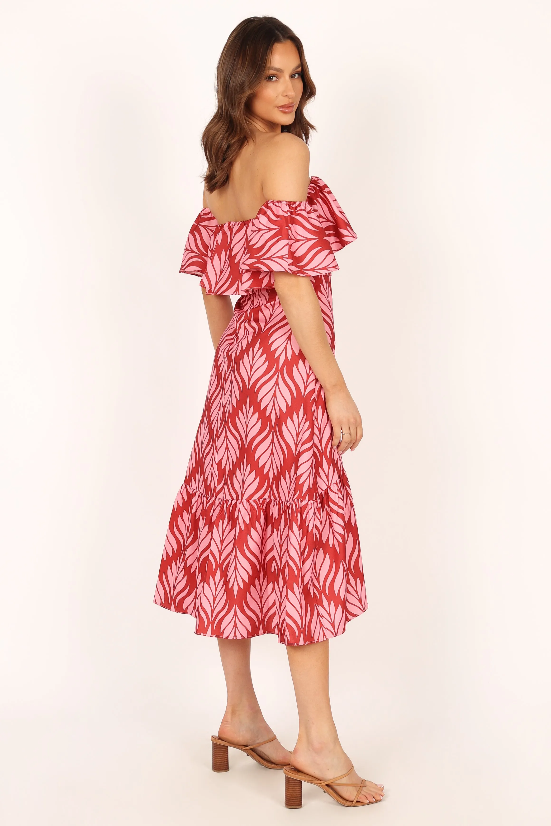 Neoma Strapless Midi Dress - Red Palm Print sold by Petal & Pup product image thumbnail 5