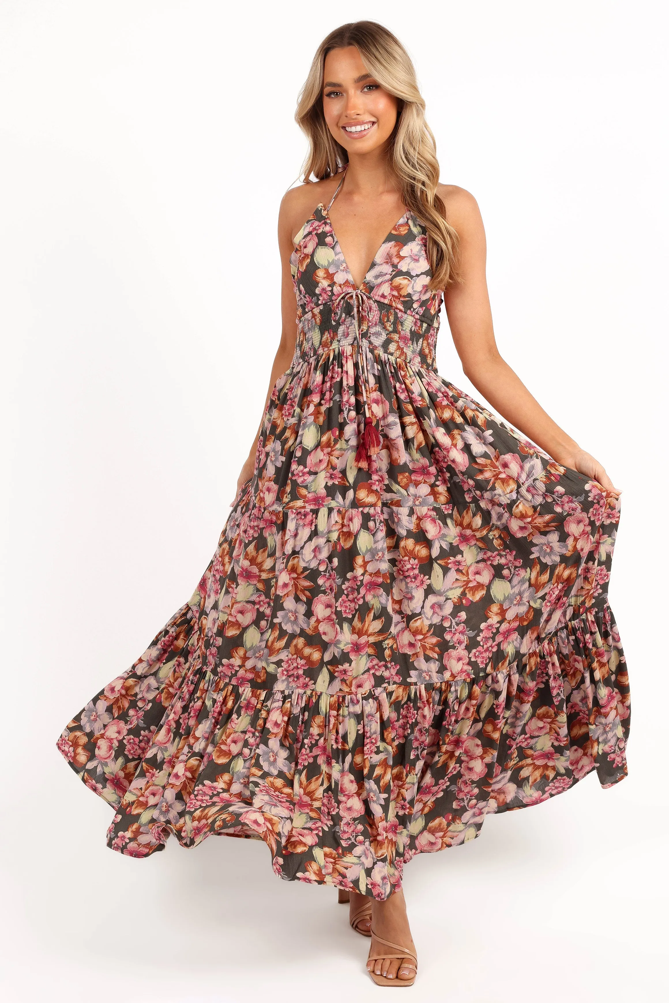 Benson Maxi Dress - Dark Green/Multi sold by Petal & Pup