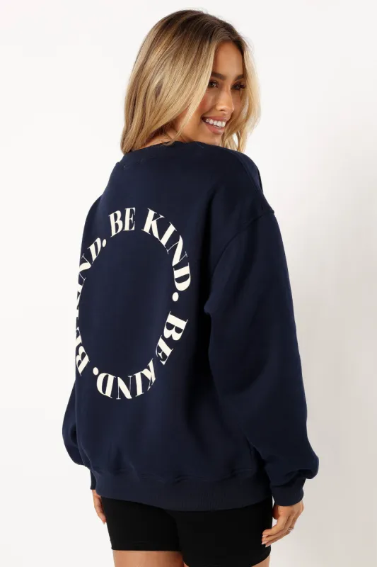 Wrenley Be Kind Sweatshirt - Navy made by Petal & Pup