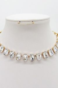 Statement Jewel Necklace & Earring Set - Gold sold by Petal & Pup