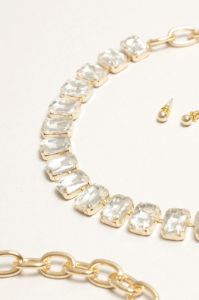 Statement Jewel Necklace & Earring Set - Gold sold by Petal & Pup