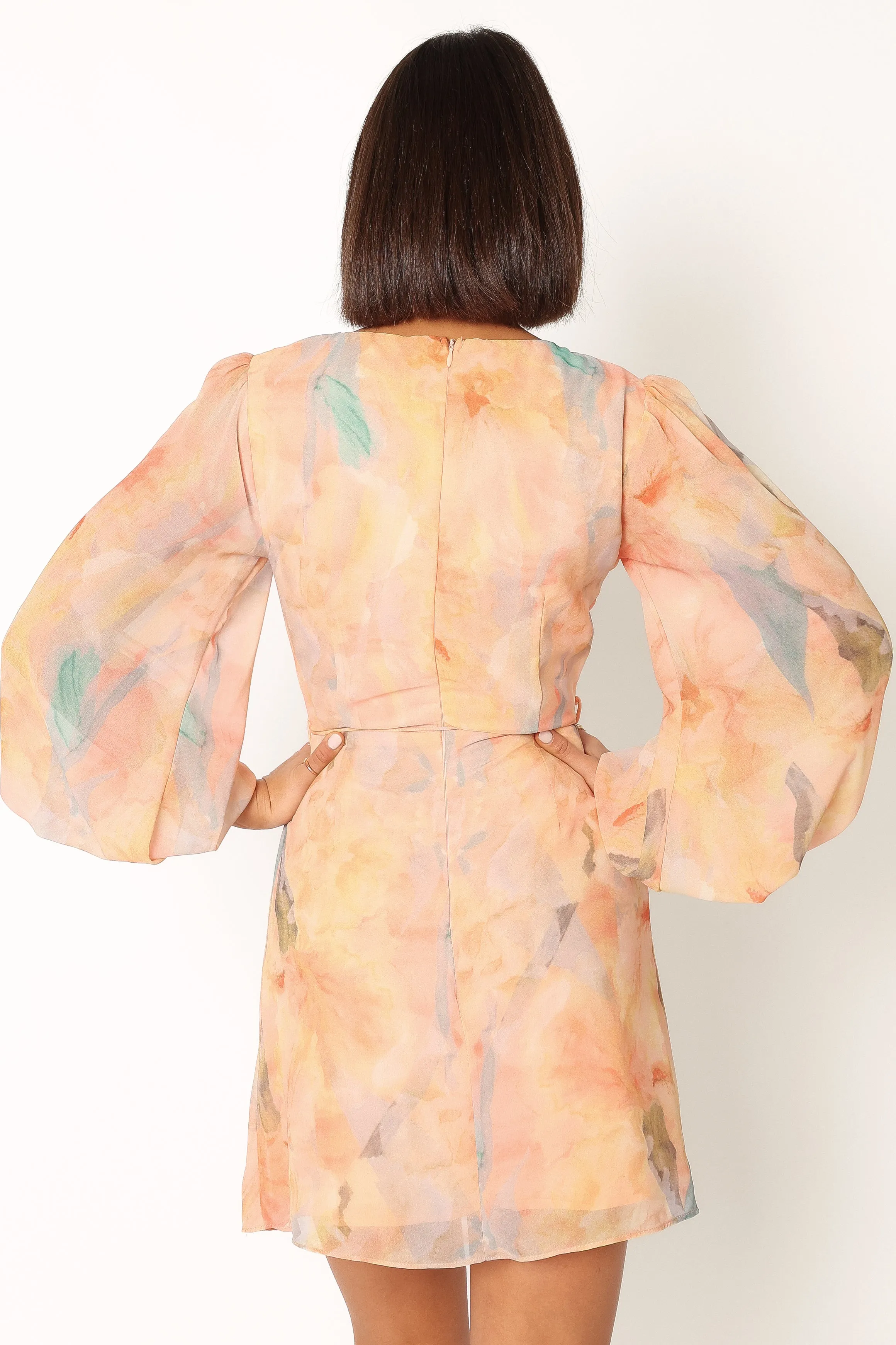 Marie Long Sleeve Mini Dress - Orange Floral sold by Petal & Pup product image thumbnail 5