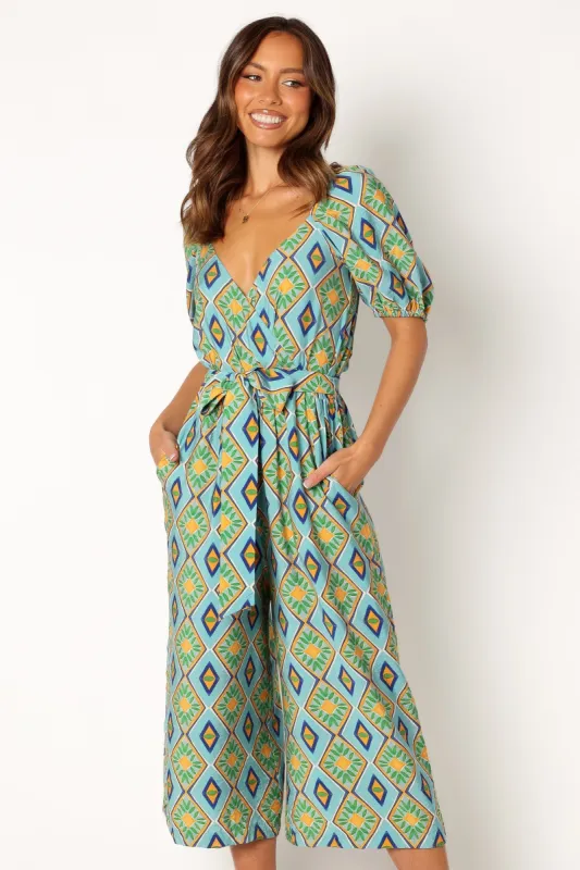 Hermione Wide Leg Jumpsuit - Blue made by Petal & Pup
