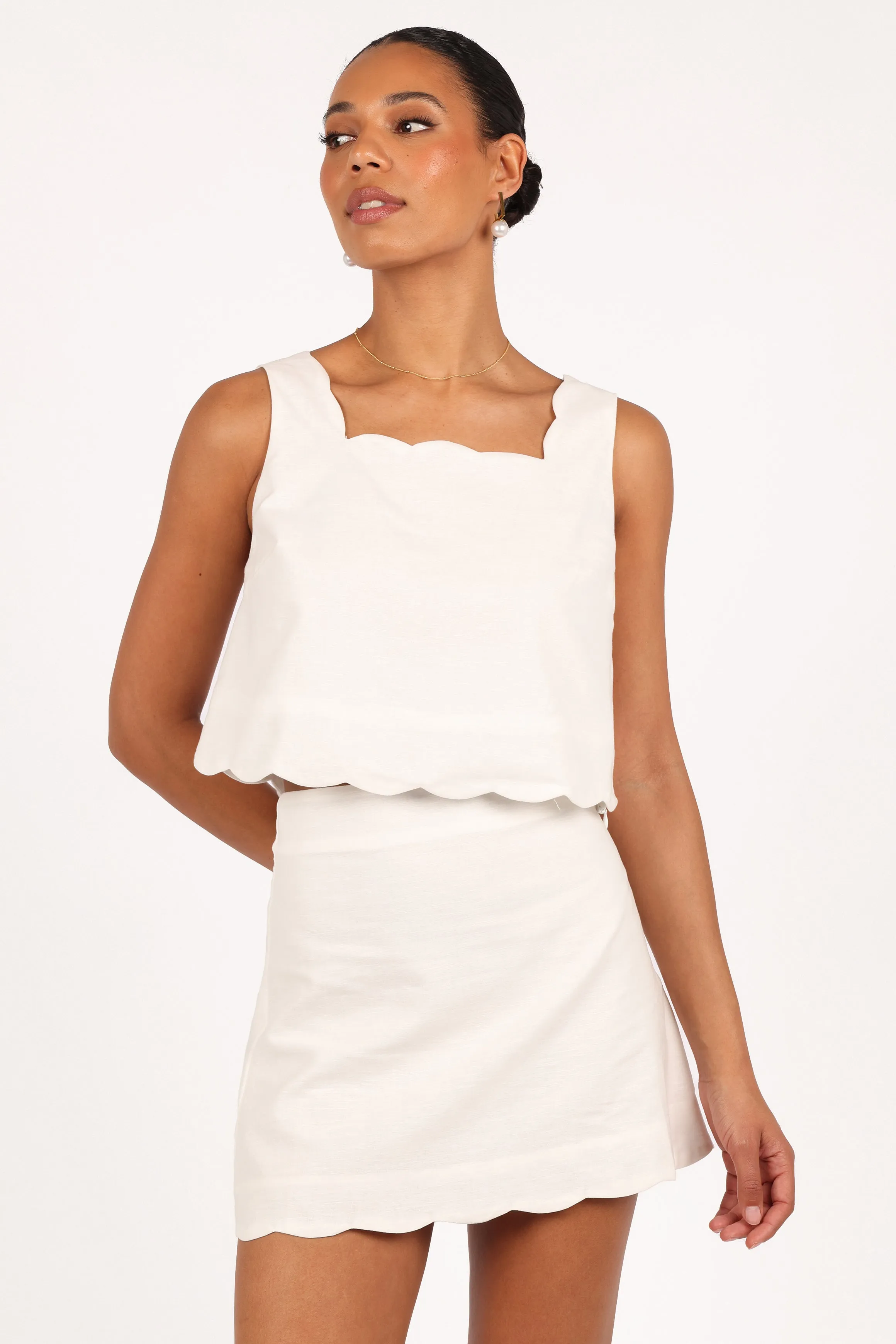 Wendie Scalloped Mini Skirt - Cloud White sold by Petal & Pup product image thumbnail 4