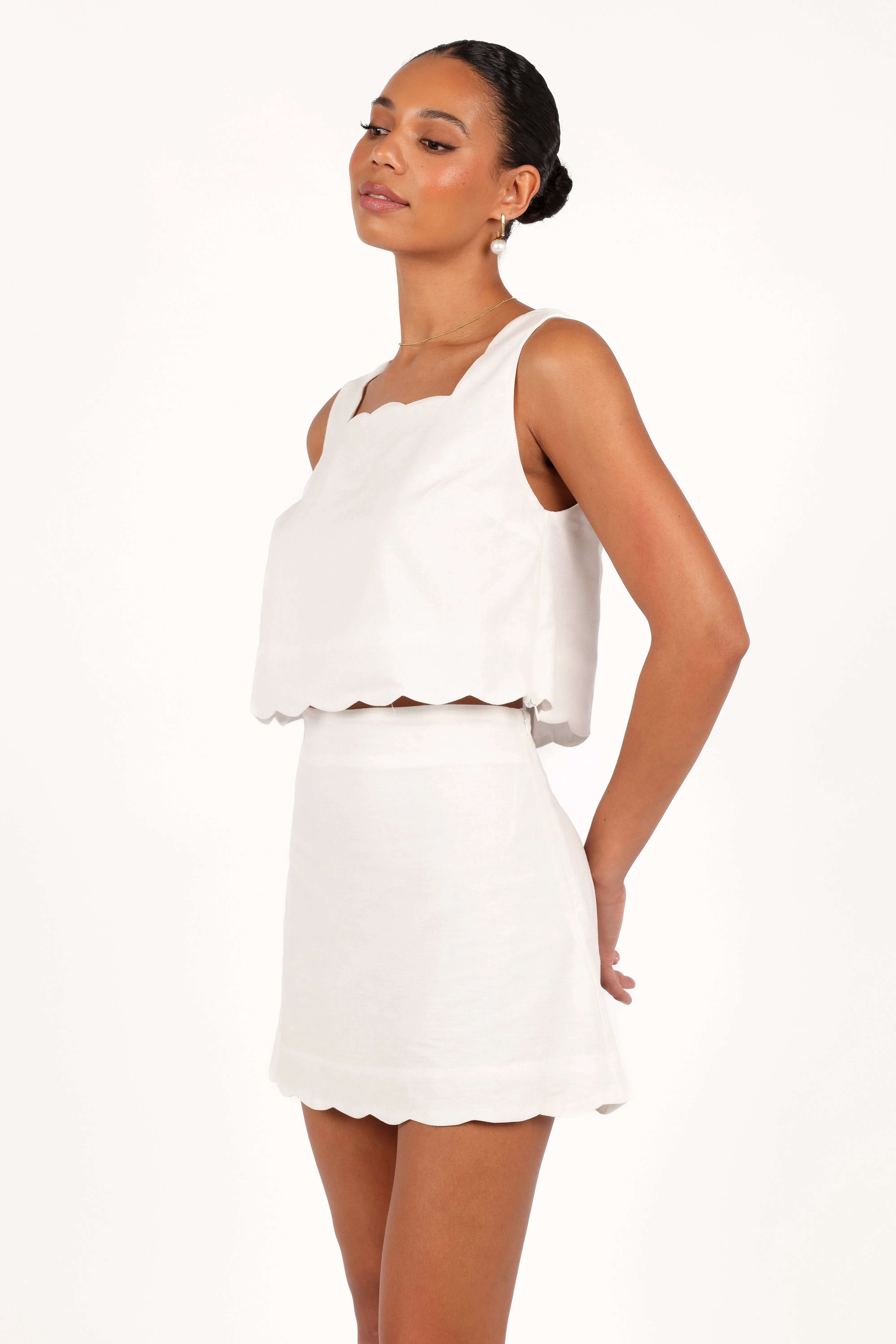 Wendie Scalloped Mini Skirt - Cloud White sold by Petal & Pup product image thumbnail 5