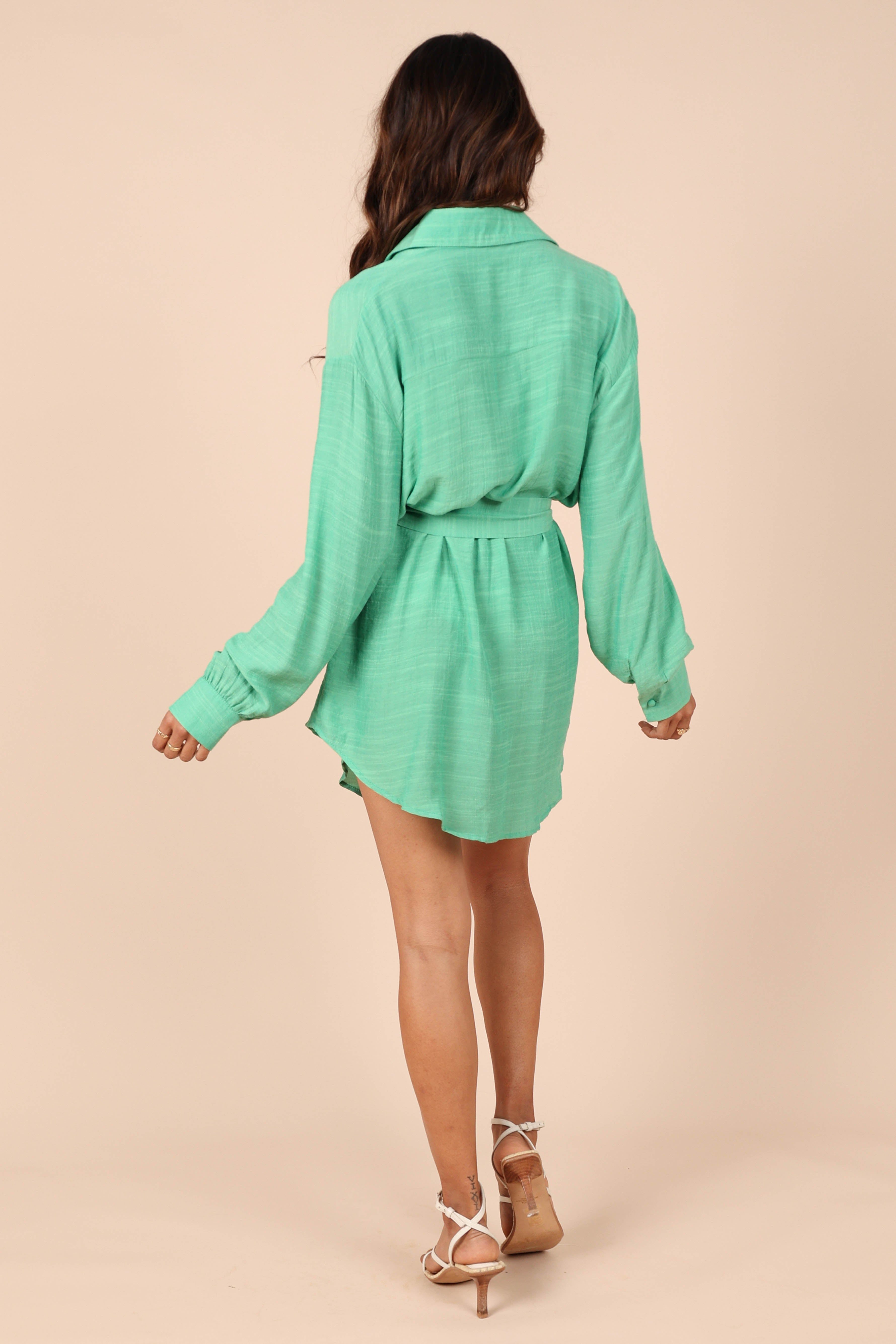 Cornelia Pocket Shirt Mini Dress - Green sold by Petal & Pup product image thumbnail 2